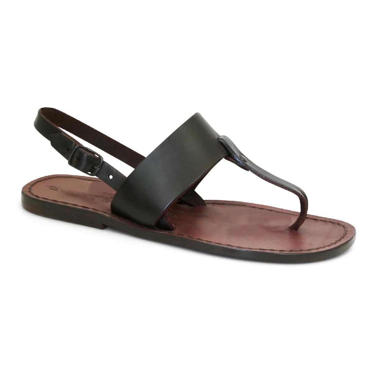 Thong sandals for women handmade in brown leather