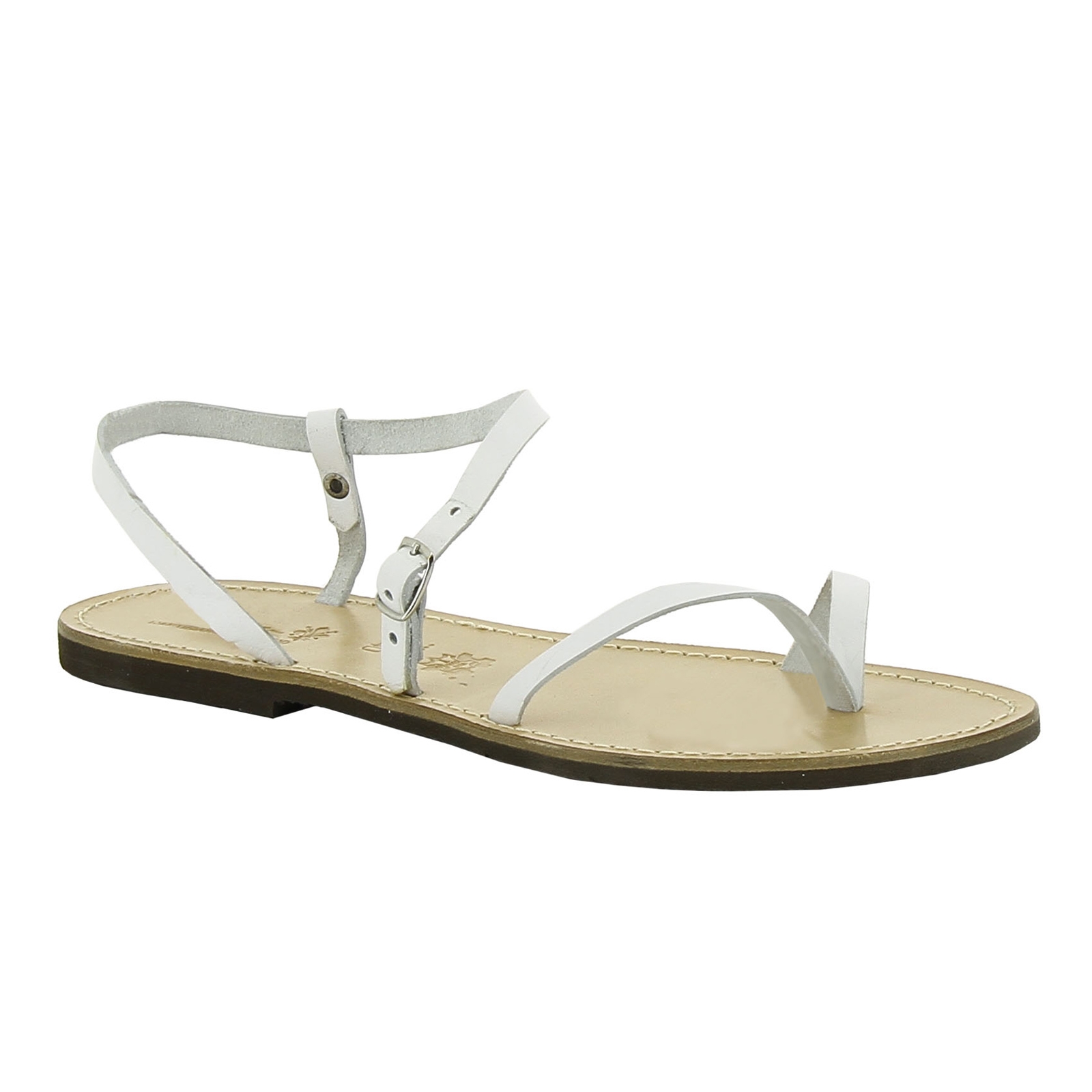 Sandalias de cuero blanco artesanales para las mujeres