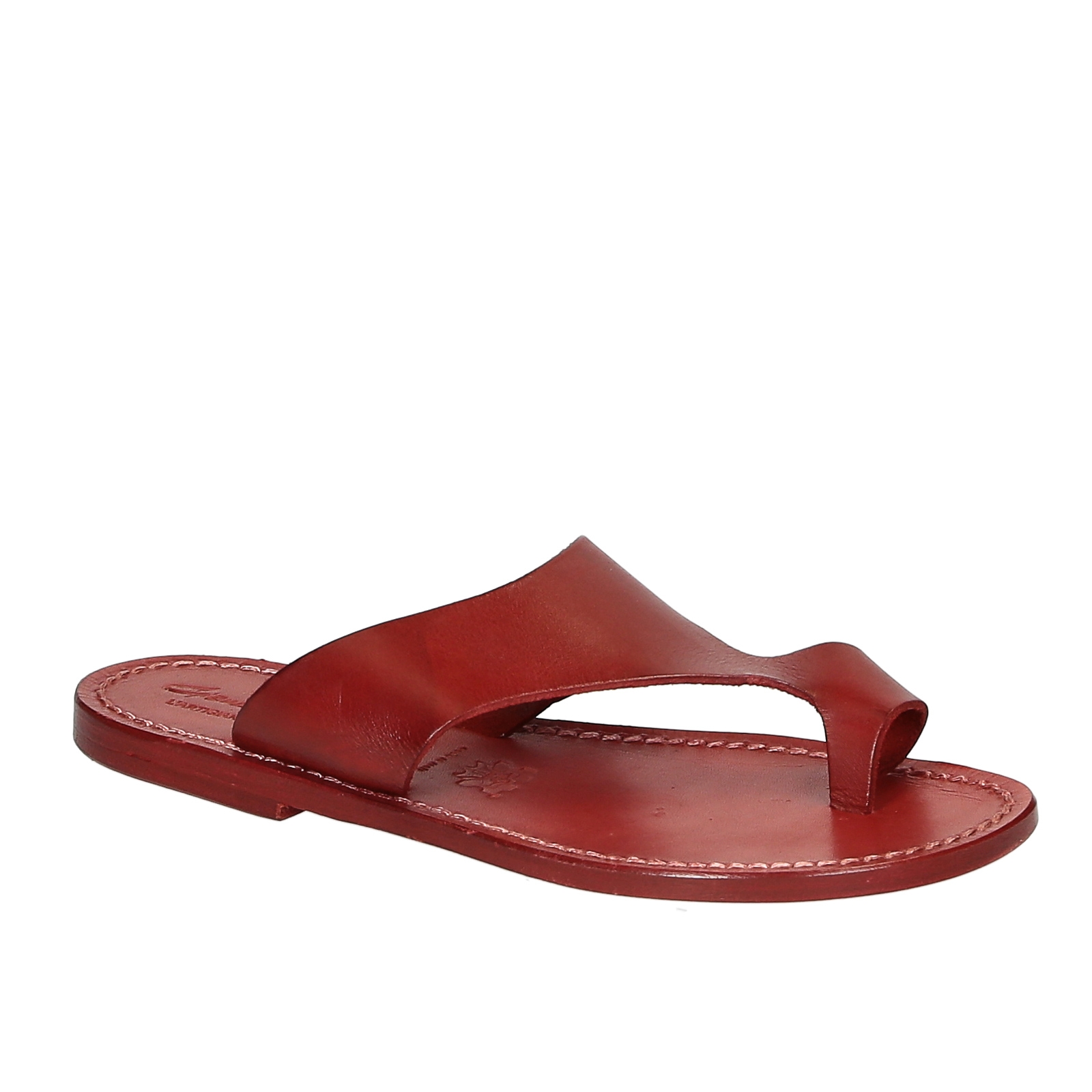 Chanclas de cuero rojo para mujeres hecho a mano