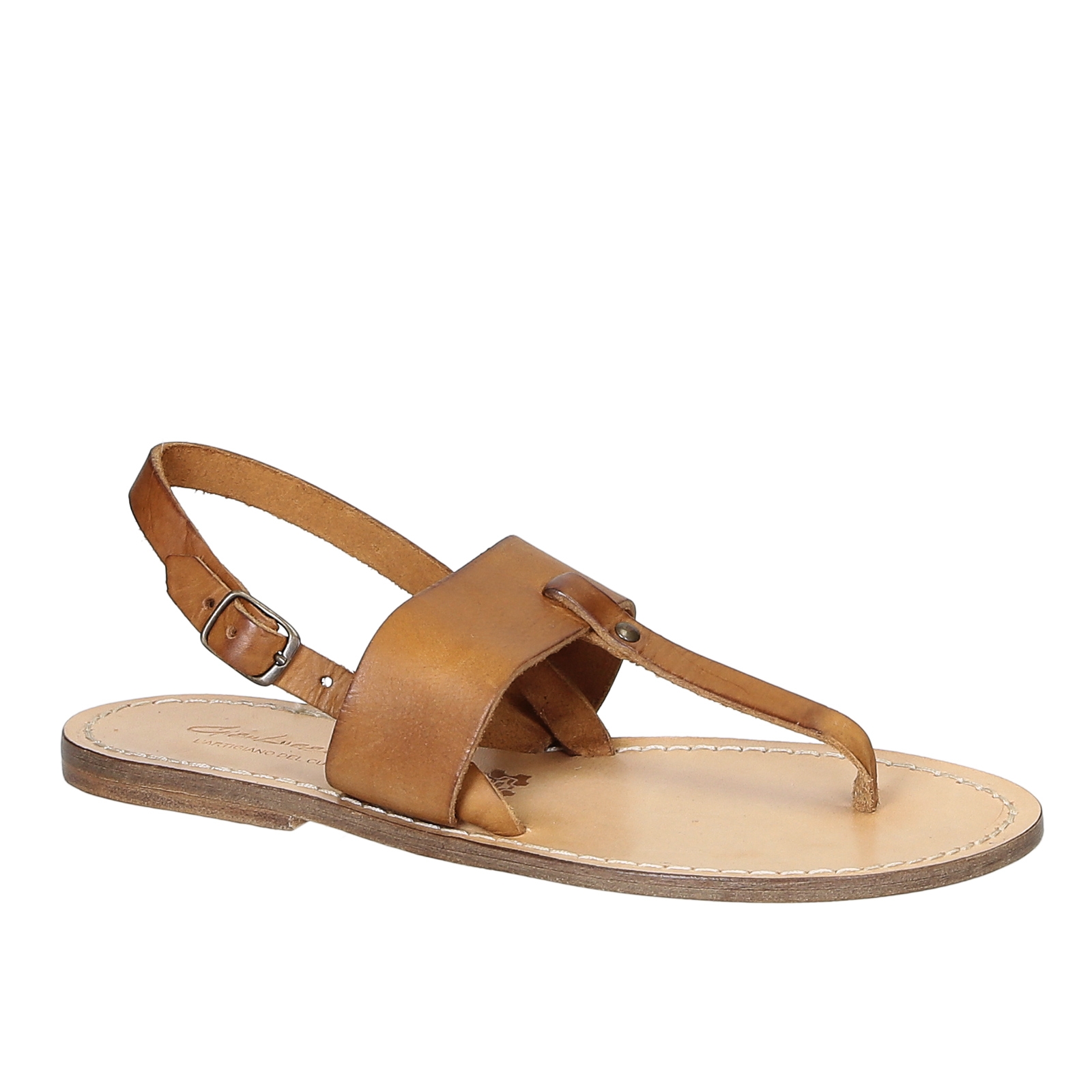 Braunem leder Damen-Flip-Flops sandalen