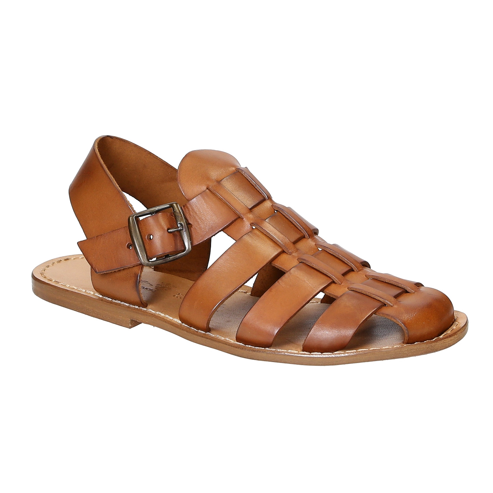 Herren-Sandalen aus Leder im Vintage-Look in Italien von Handgefertigt