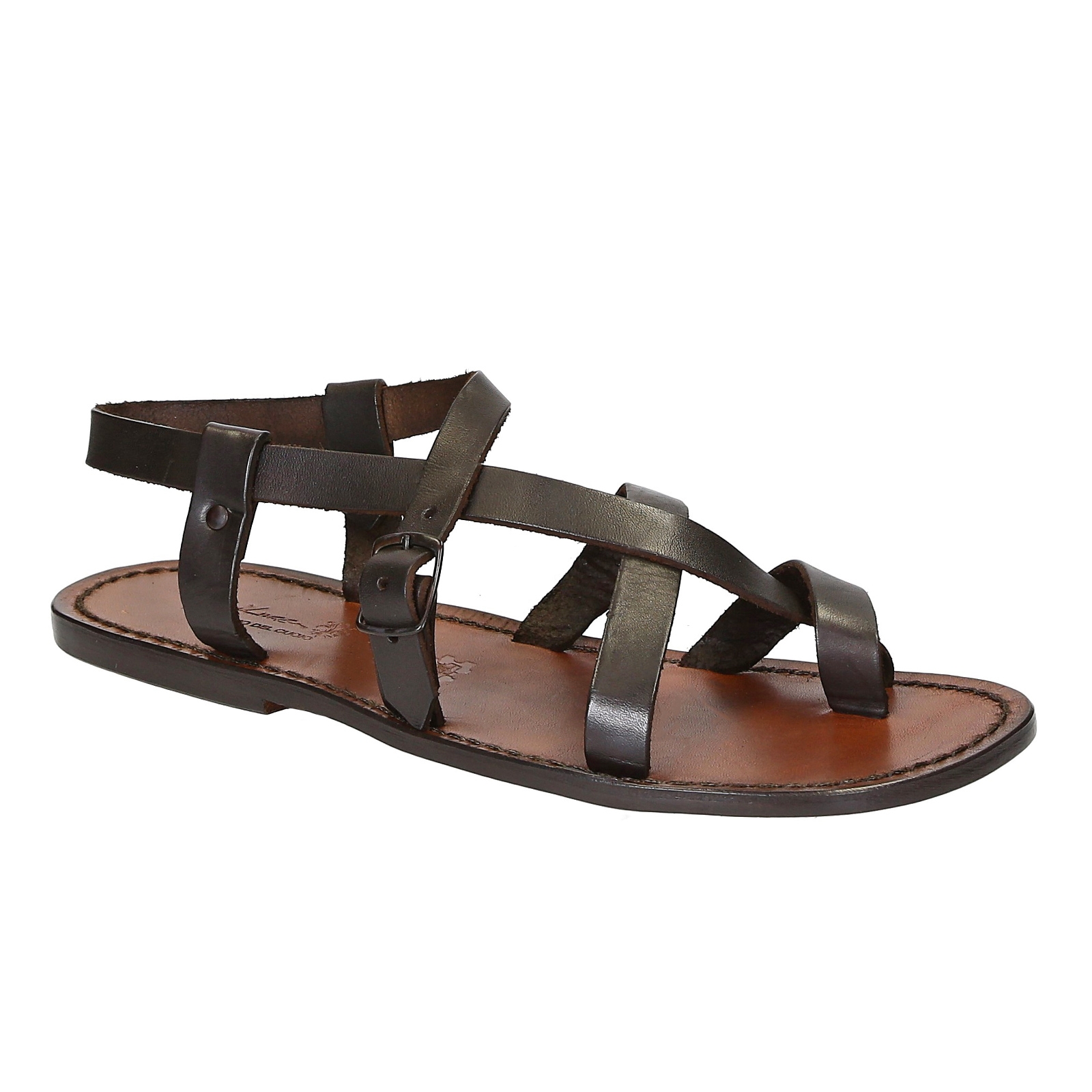 Handgemachte Herren-Sandalen aus dunkelbraunem Leder