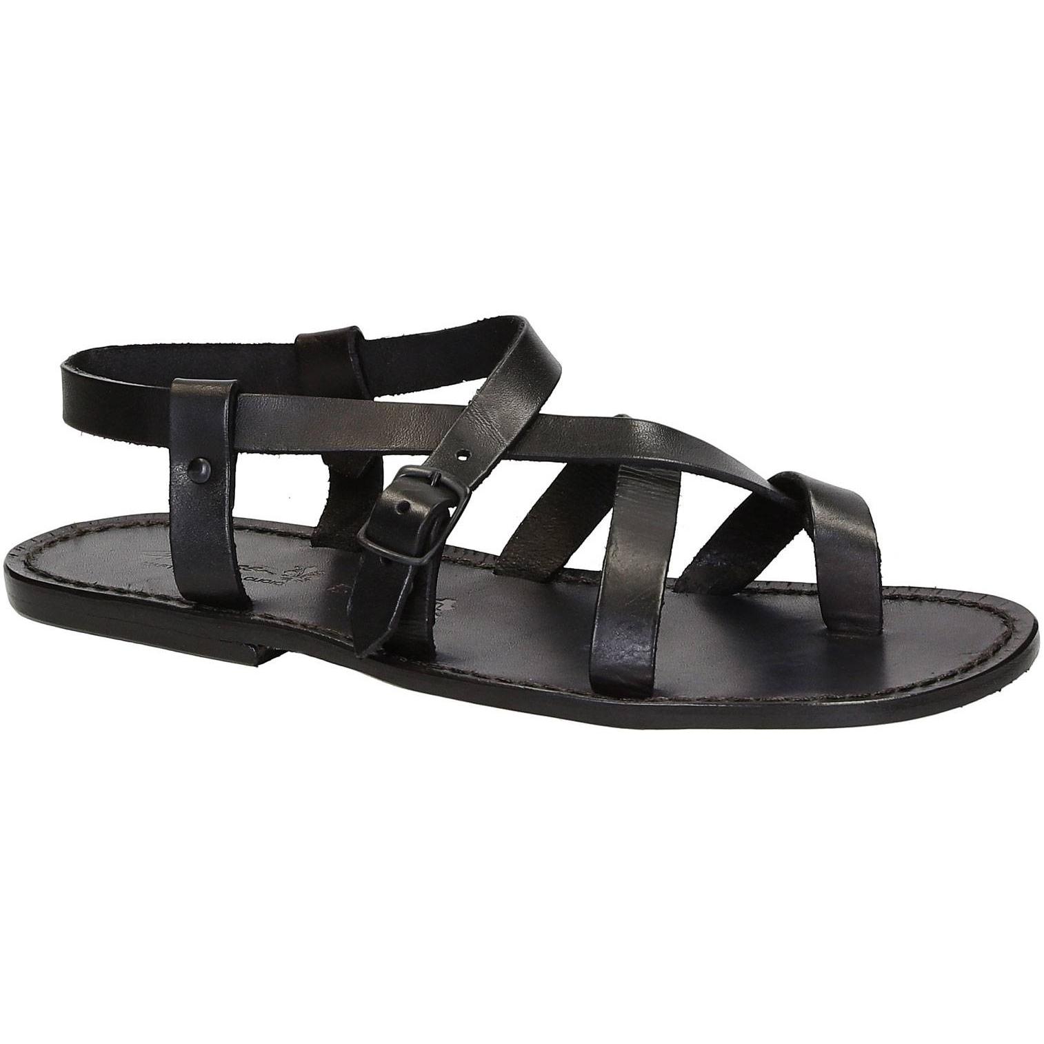 Gladiator sandals for men in black real calf leather