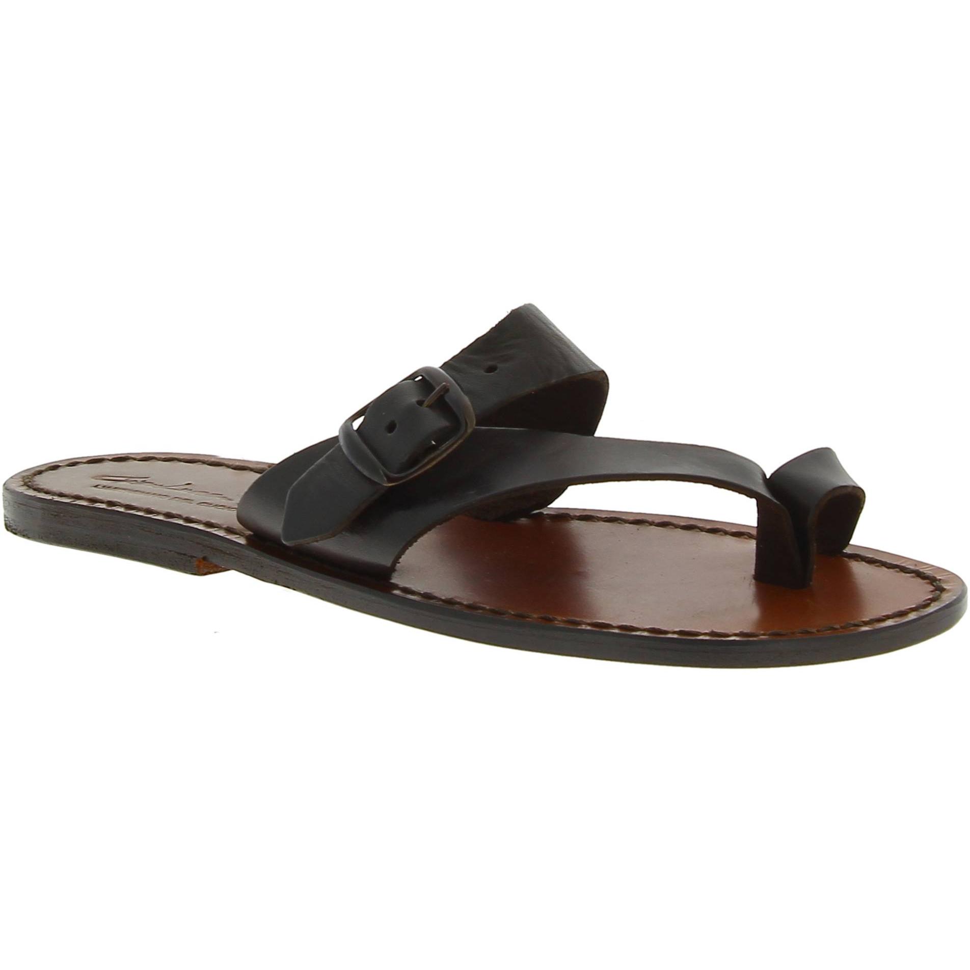 Braune Riemchensandalen für Damen aus Leder