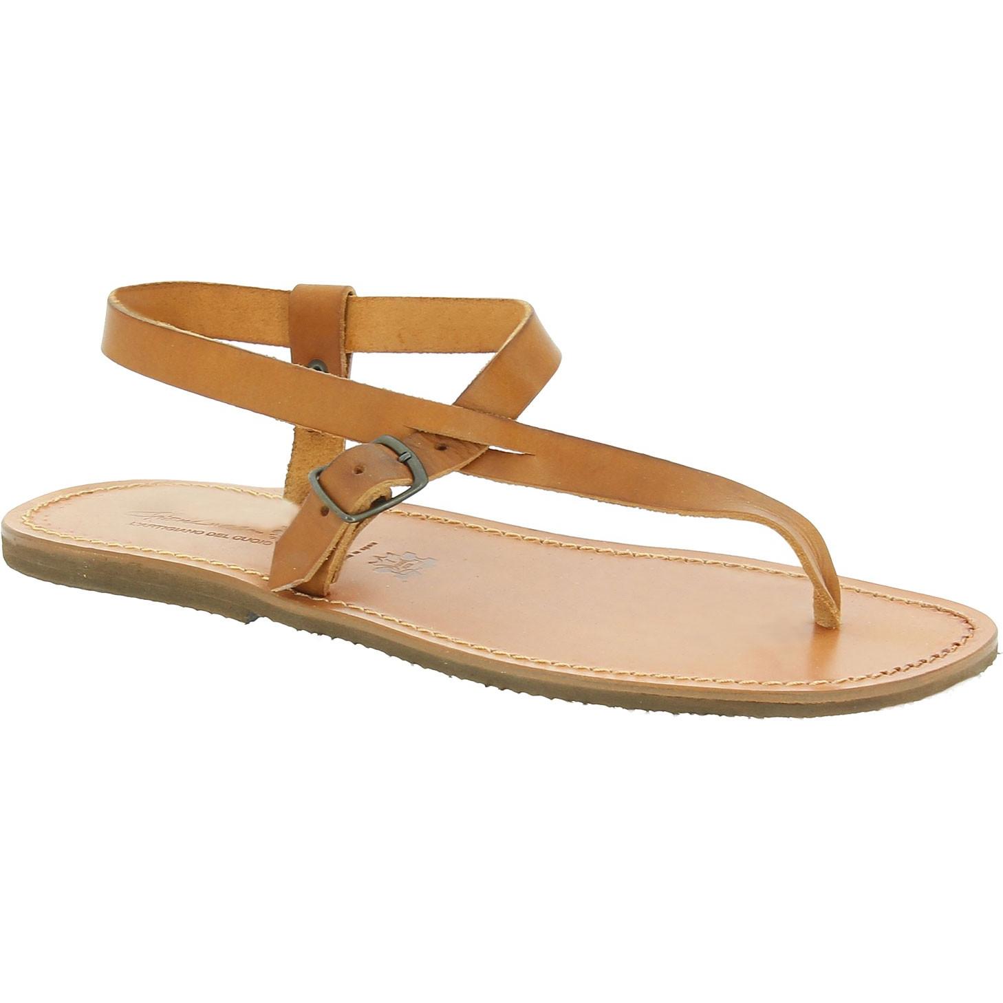 Sandalias de cuero marrón claro para hombres