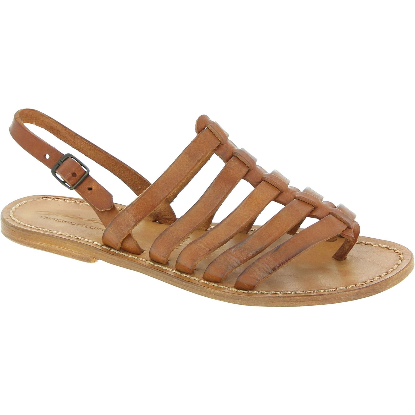 Riemchensandalen für Damen in Naturlederfarbe