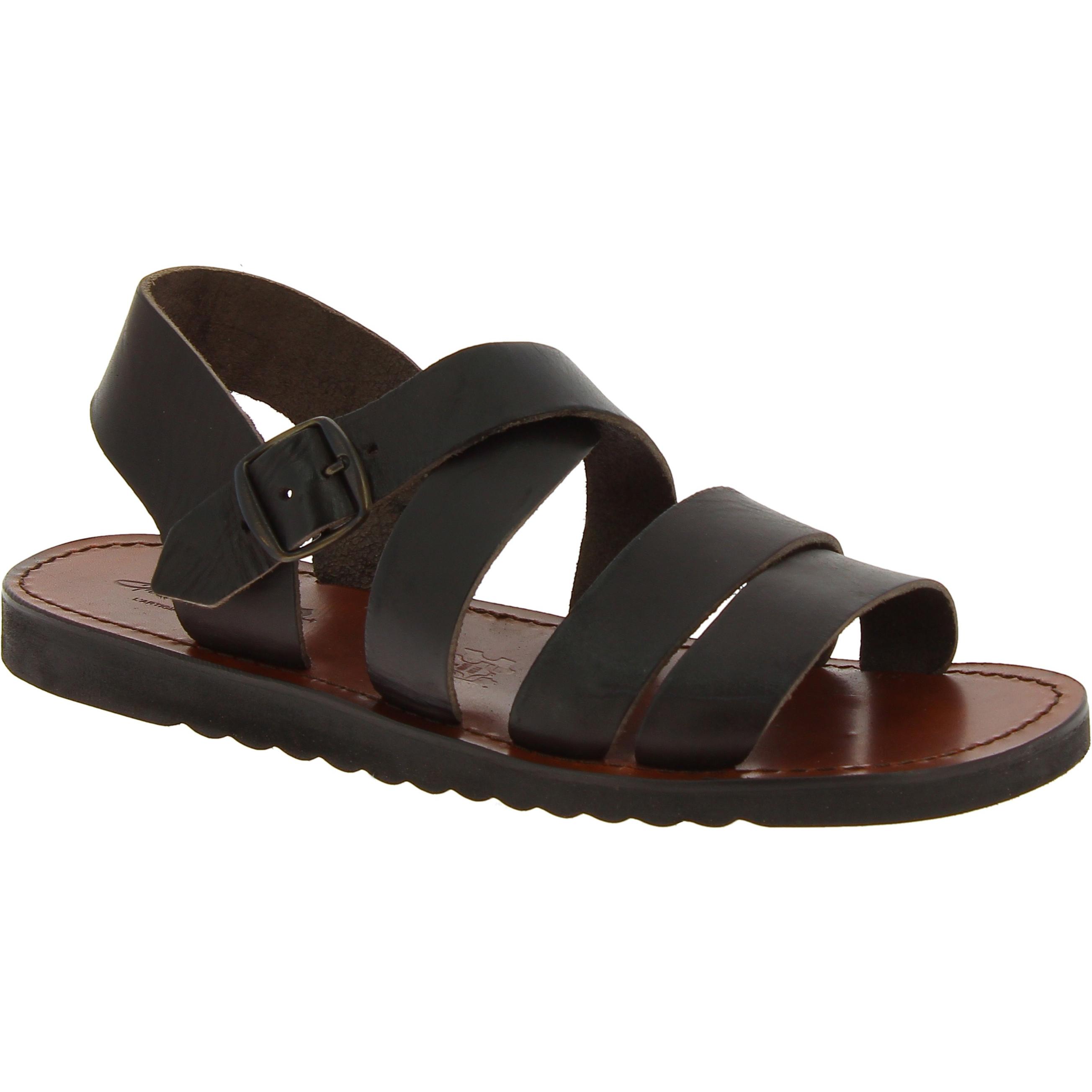 Handmade in Italy men's sandals in dark brown leather