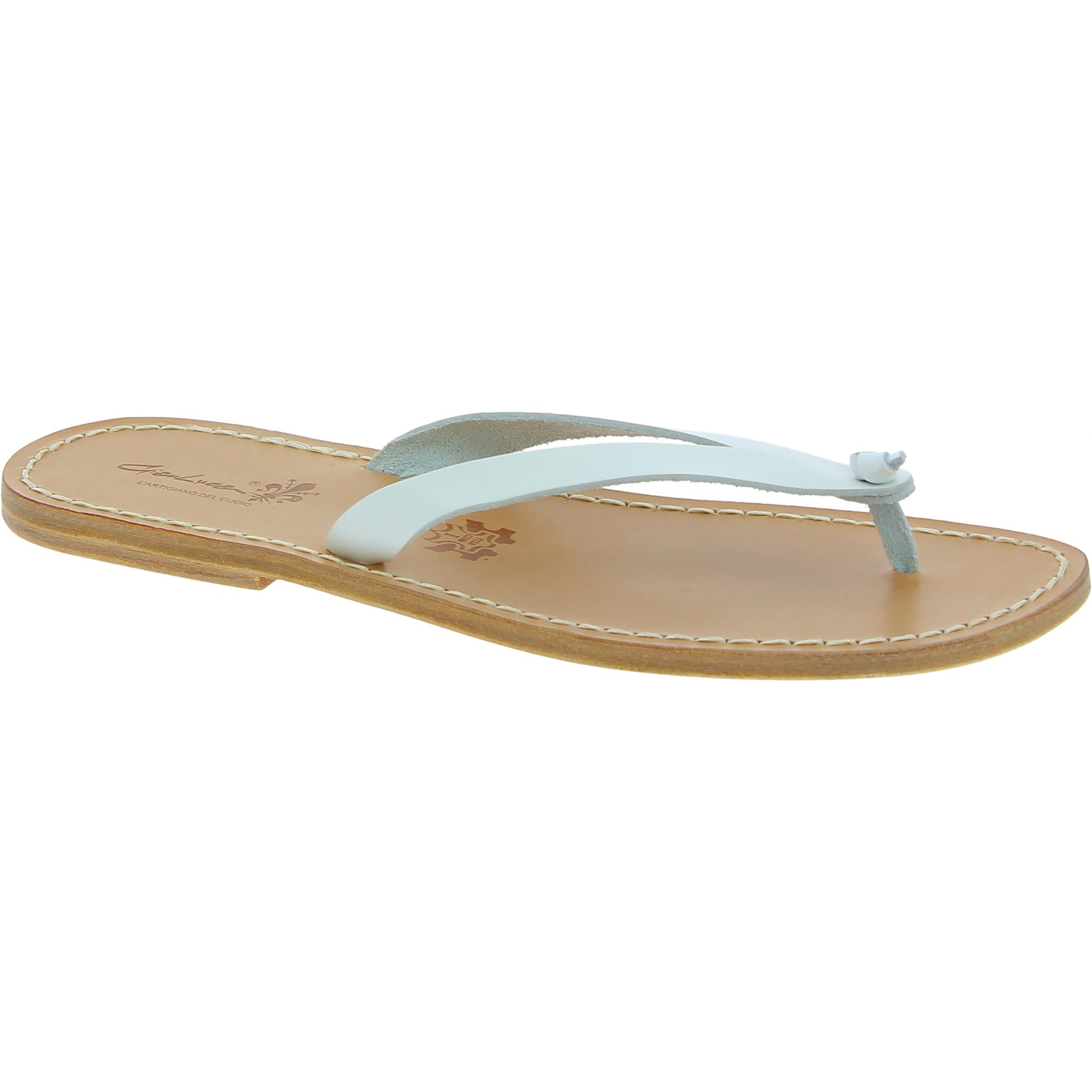 Chanclas hechas a mano de cuero blanco para hombres