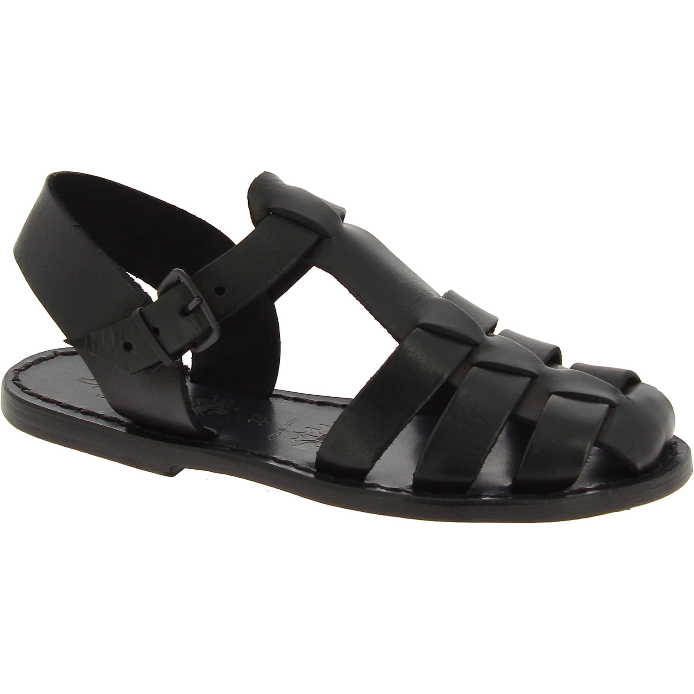 Black flat sandals for women real leather Handmade in Italy