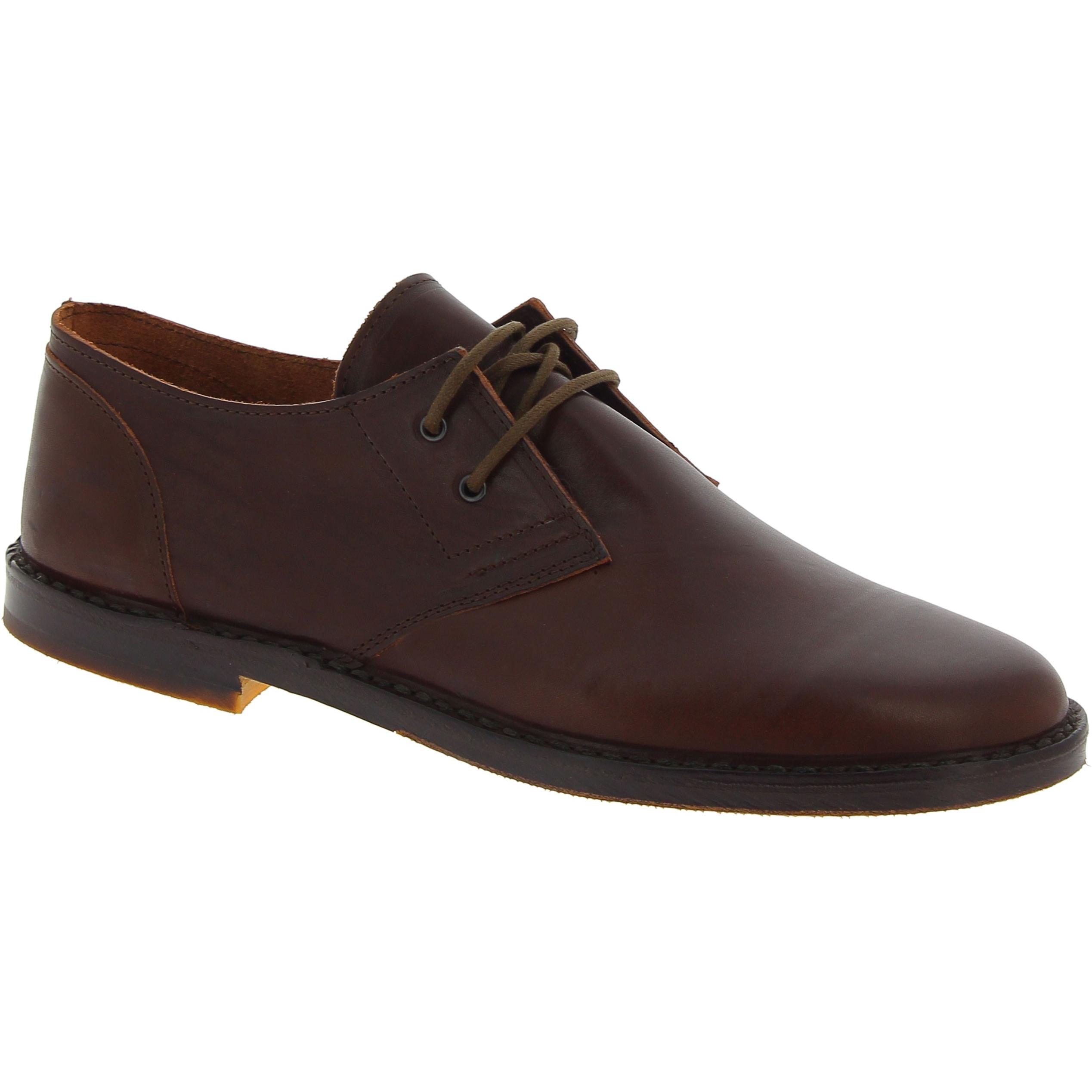 Chaussures basses homme en cuir marron foncé artisanales fabriqué en Italie