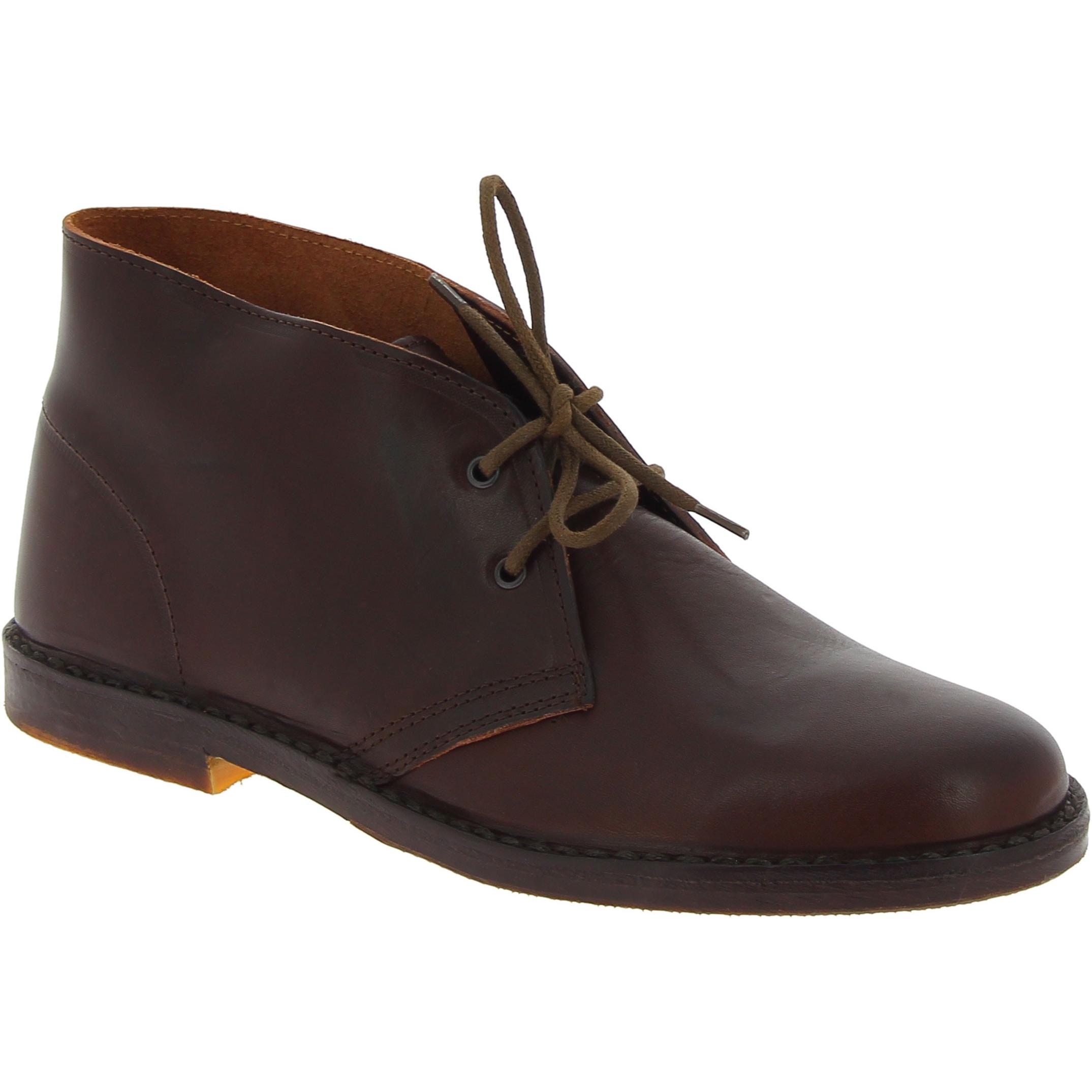 Desert boots homme en cuir marron foncé artisanales fabriqué en Italie