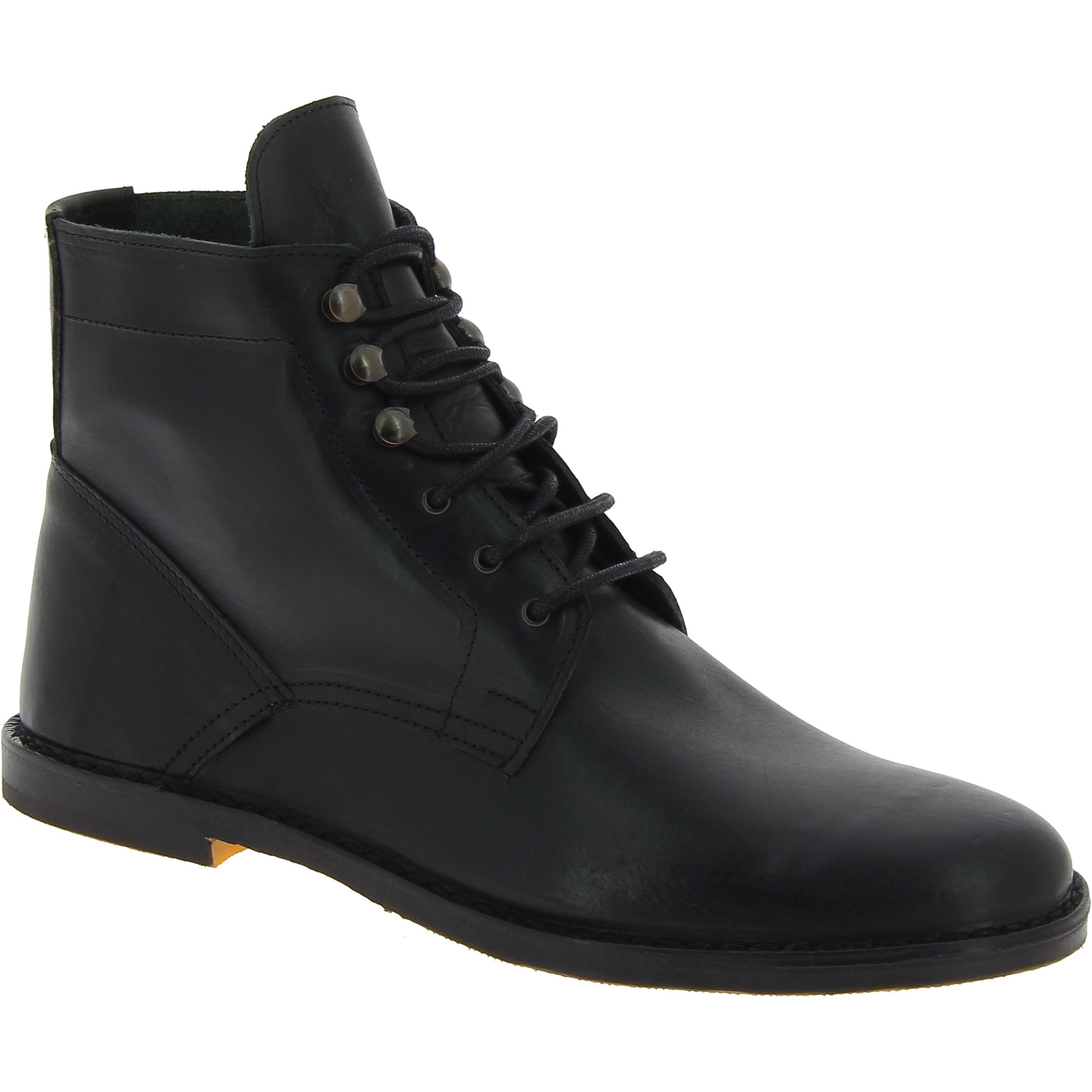 Bottines homme en cuir noir artisanales fabriqué en Italie