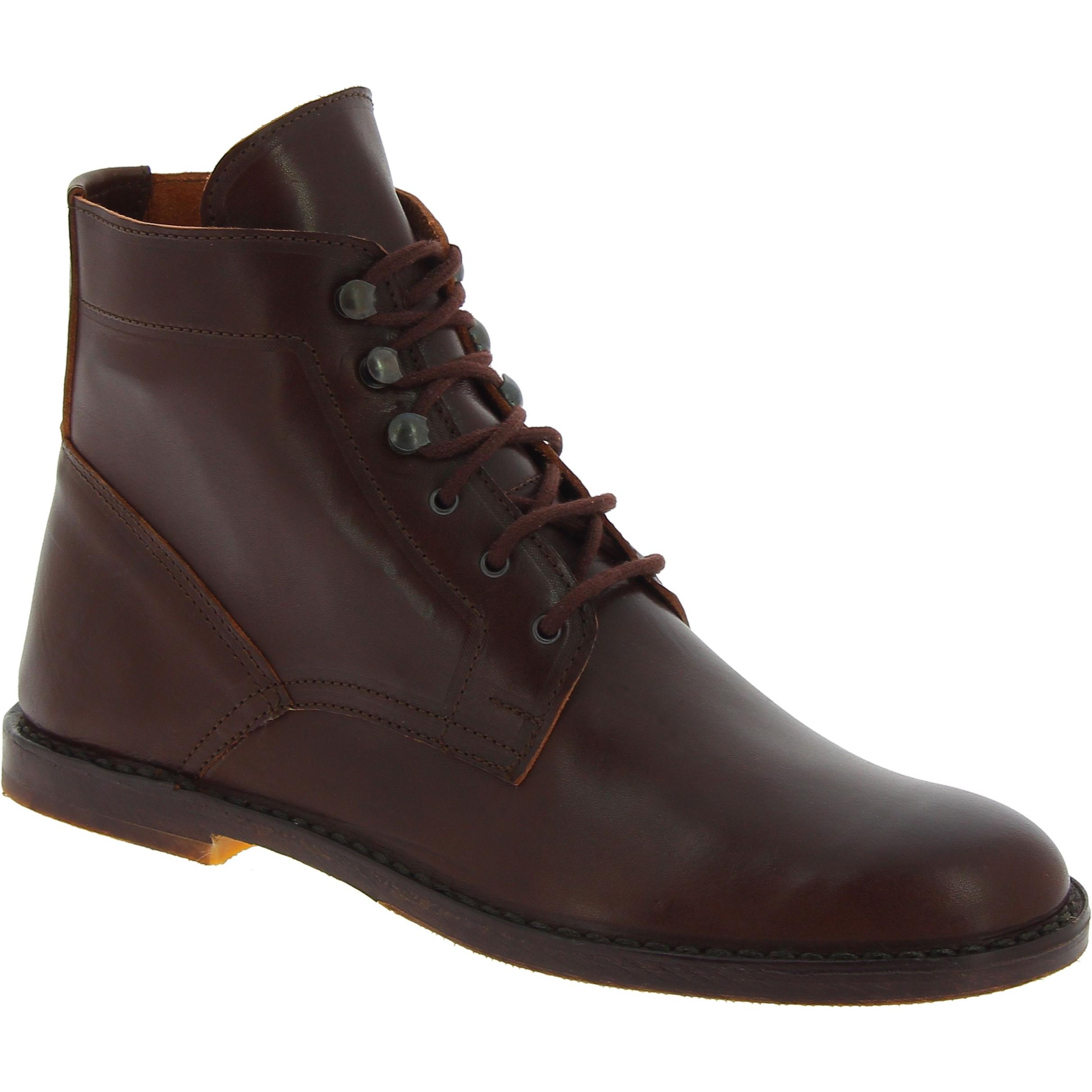 Botines para hombre de cuero marron oscuro Hecho a mano en Italia