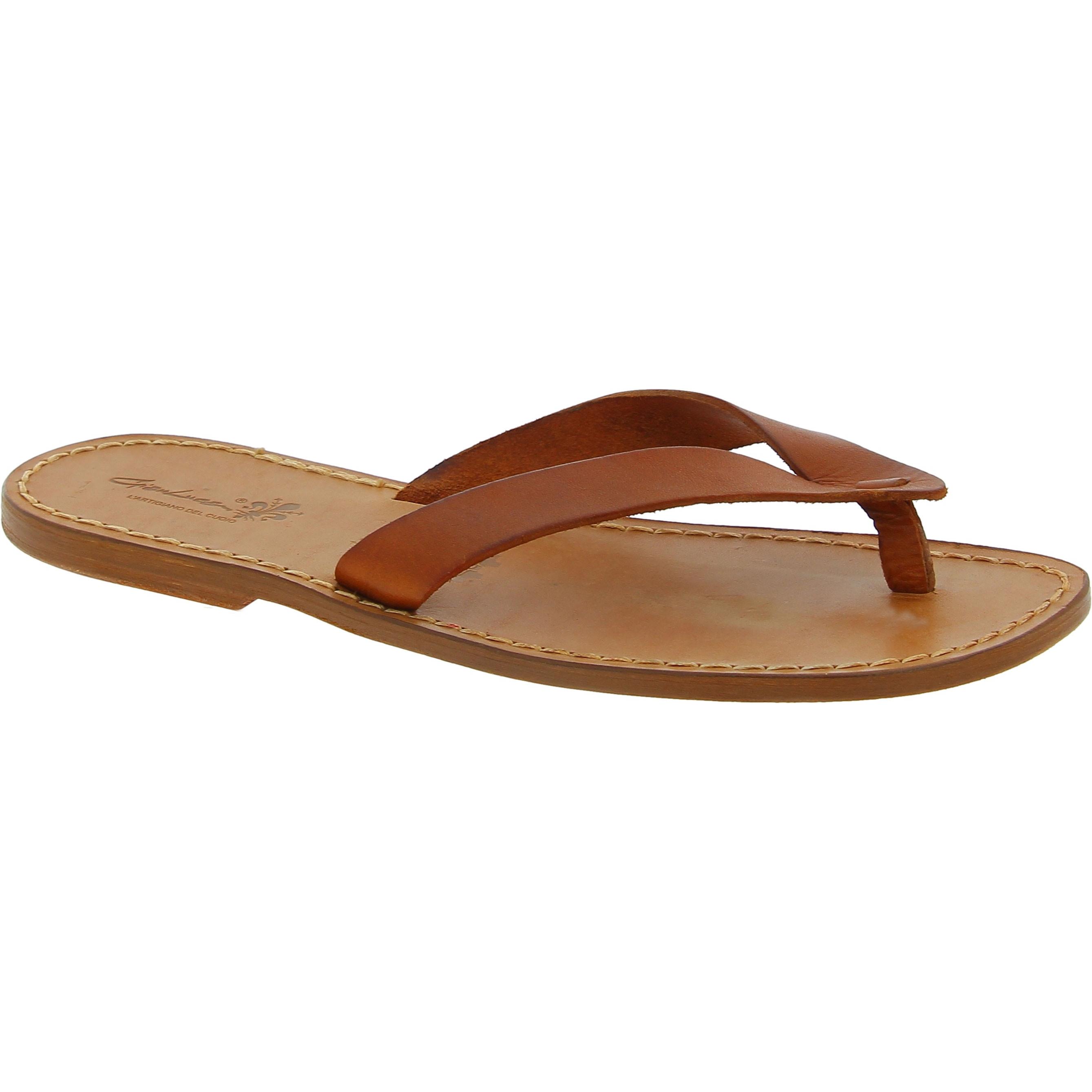 Handgefertigte Lederfarbig flip flops Herren-Sandalen mit Leder-Reimen