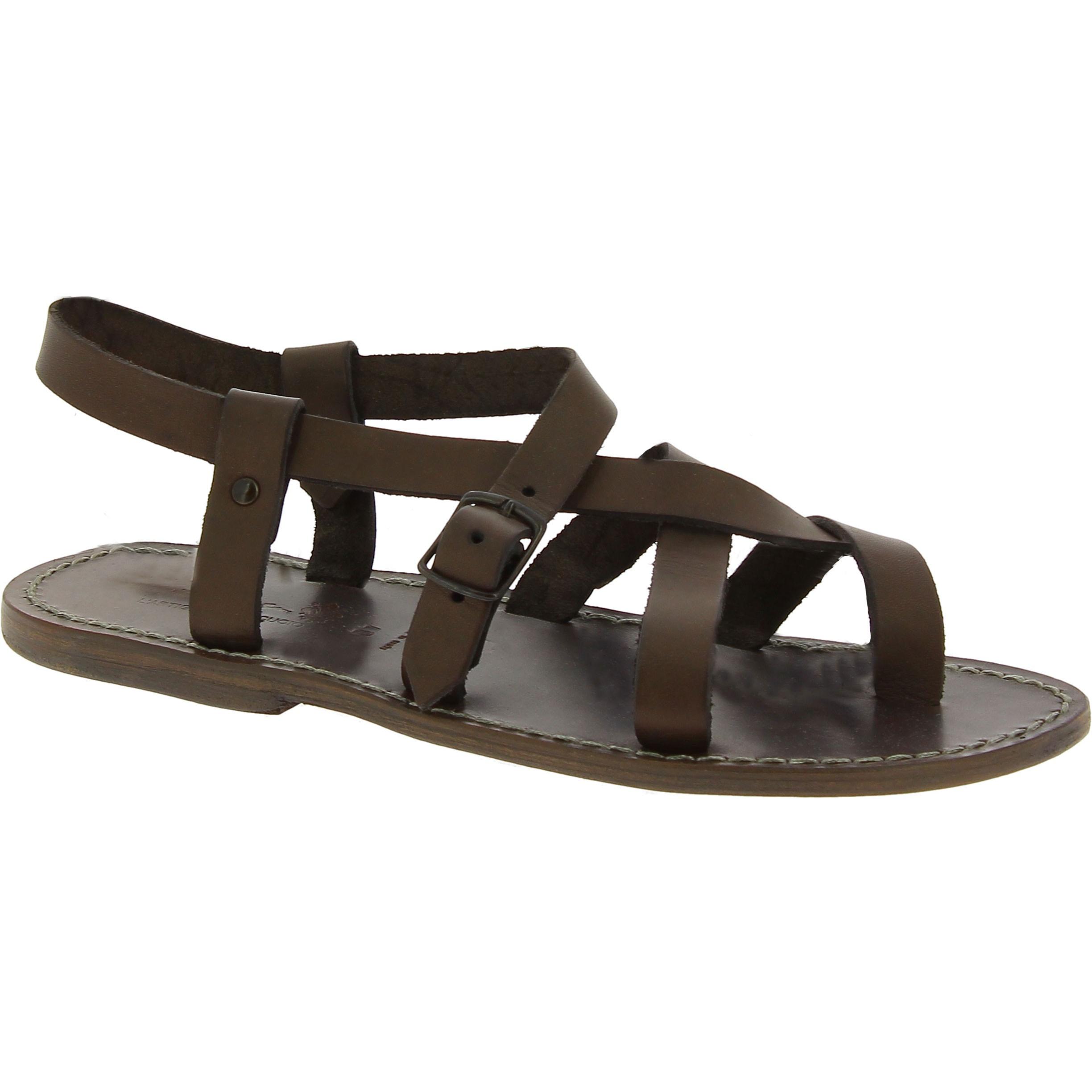 Gladiator sandals for men in mud color calf leather