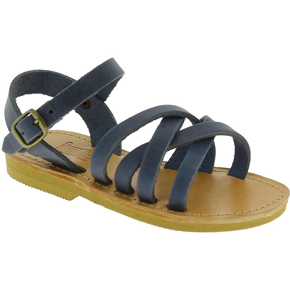 Geflochtene Gladiator sandalen für Jungen aus blauem Nubukleder mit Schnallenverschluss