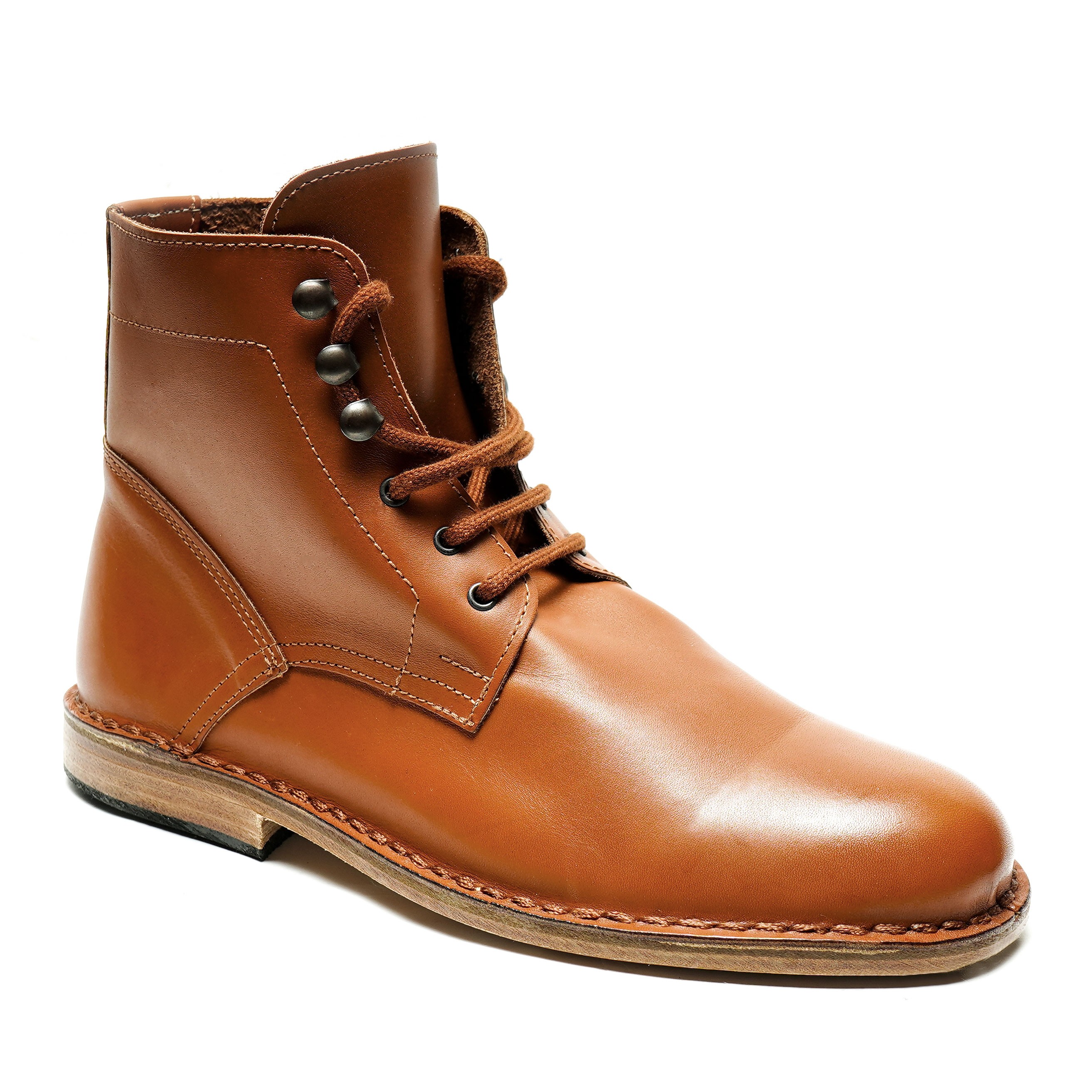 Bottines homme en cuir marron artisanales fabriqué en Italie