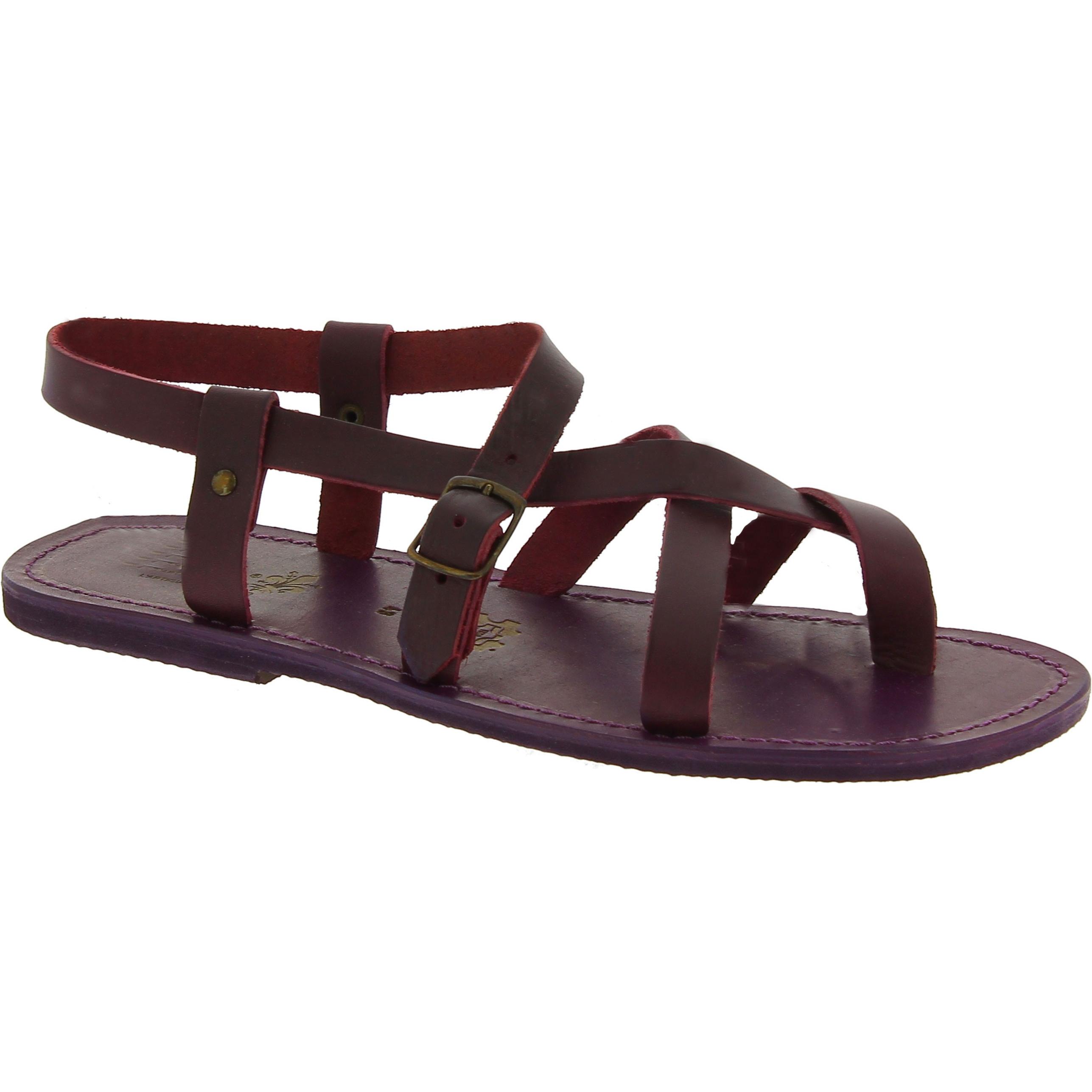 Sandalias gladiador para hombres de piel colores Violeta real