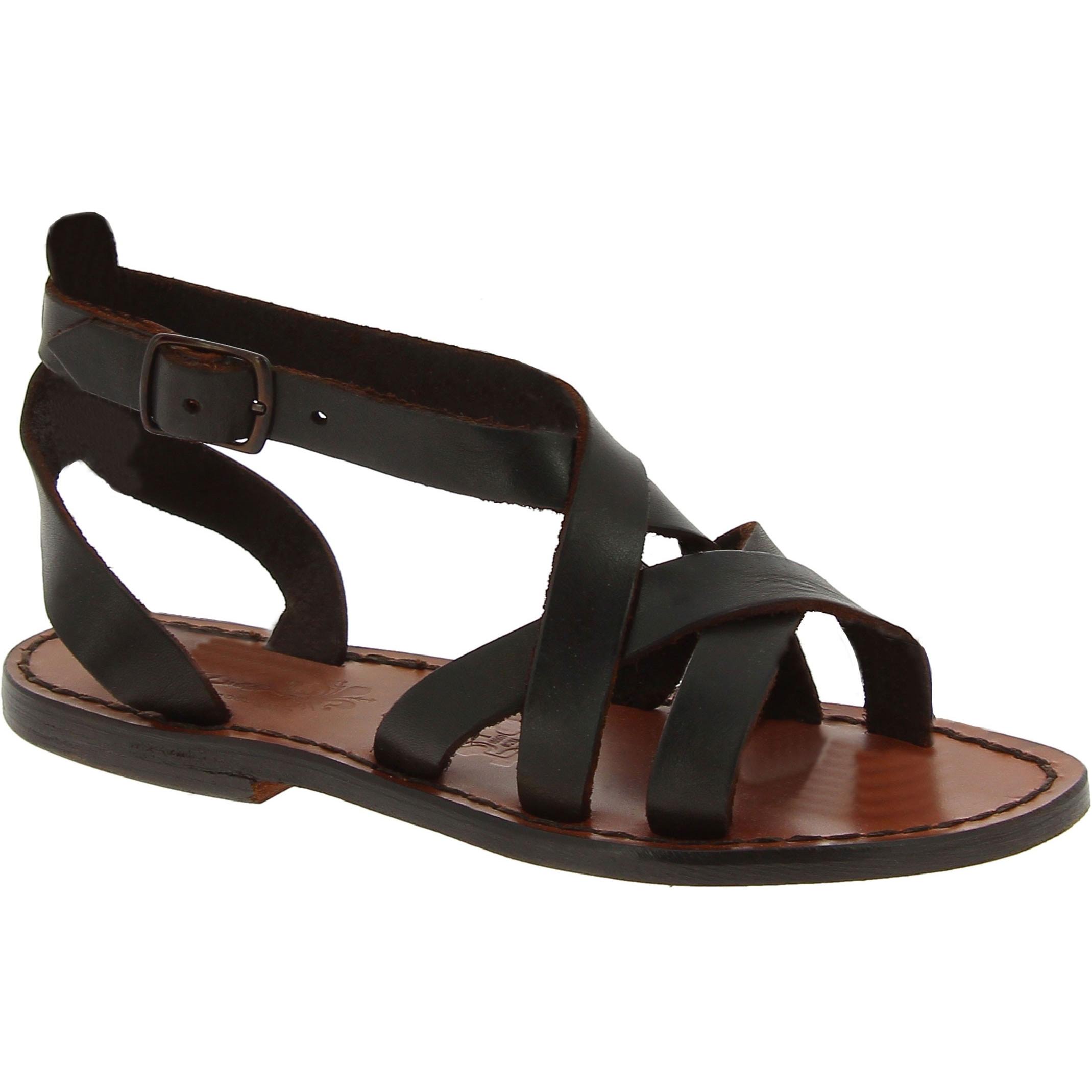 Hand gefertigte Damen-Sandalen aus braunem Leder