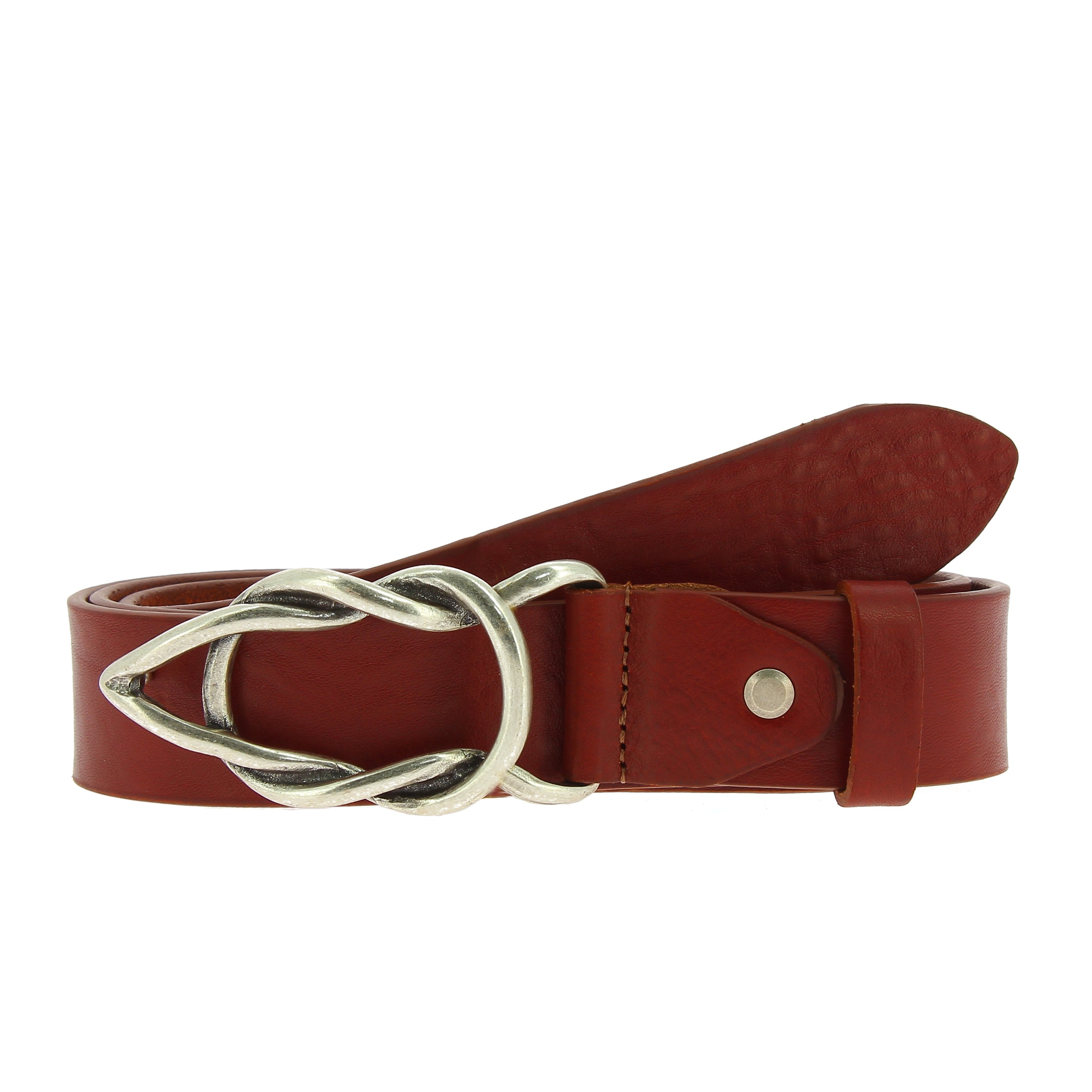 Ceinture en cuir de taureau marron avec boucle en métal