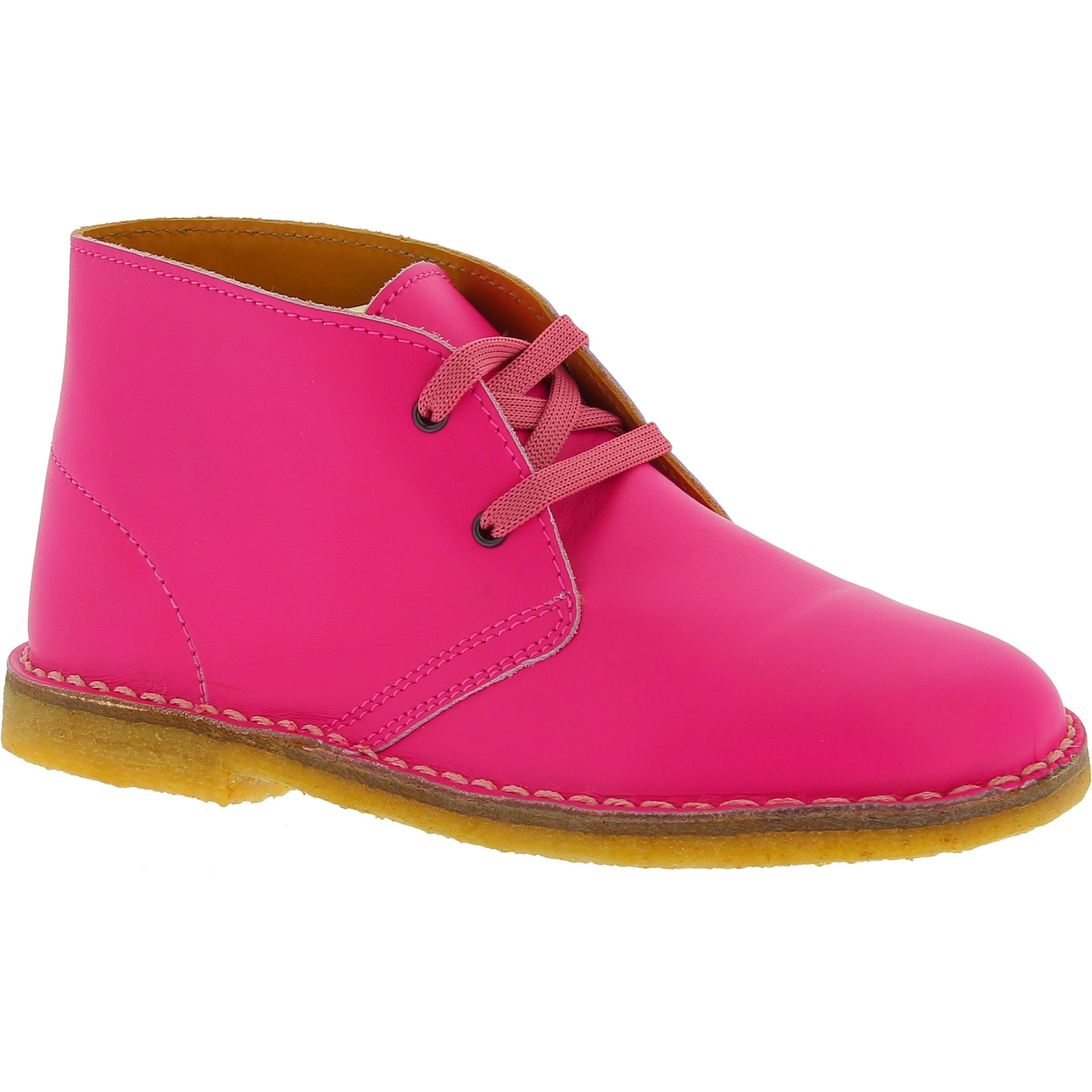 Fuchsia leather chukka boots for kids handmade in Italy