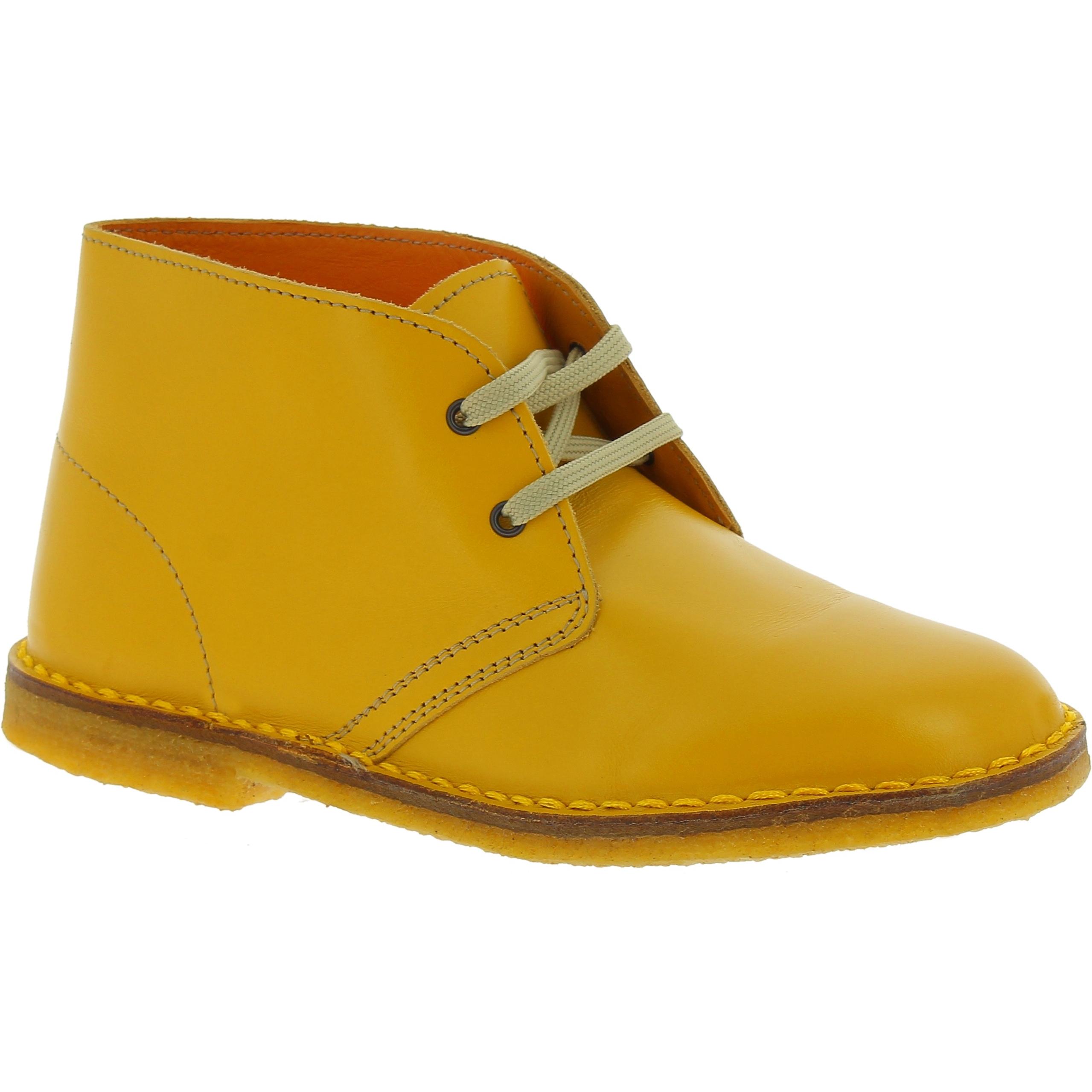 Child's ankle shoes in yellow leather handmade in Italy