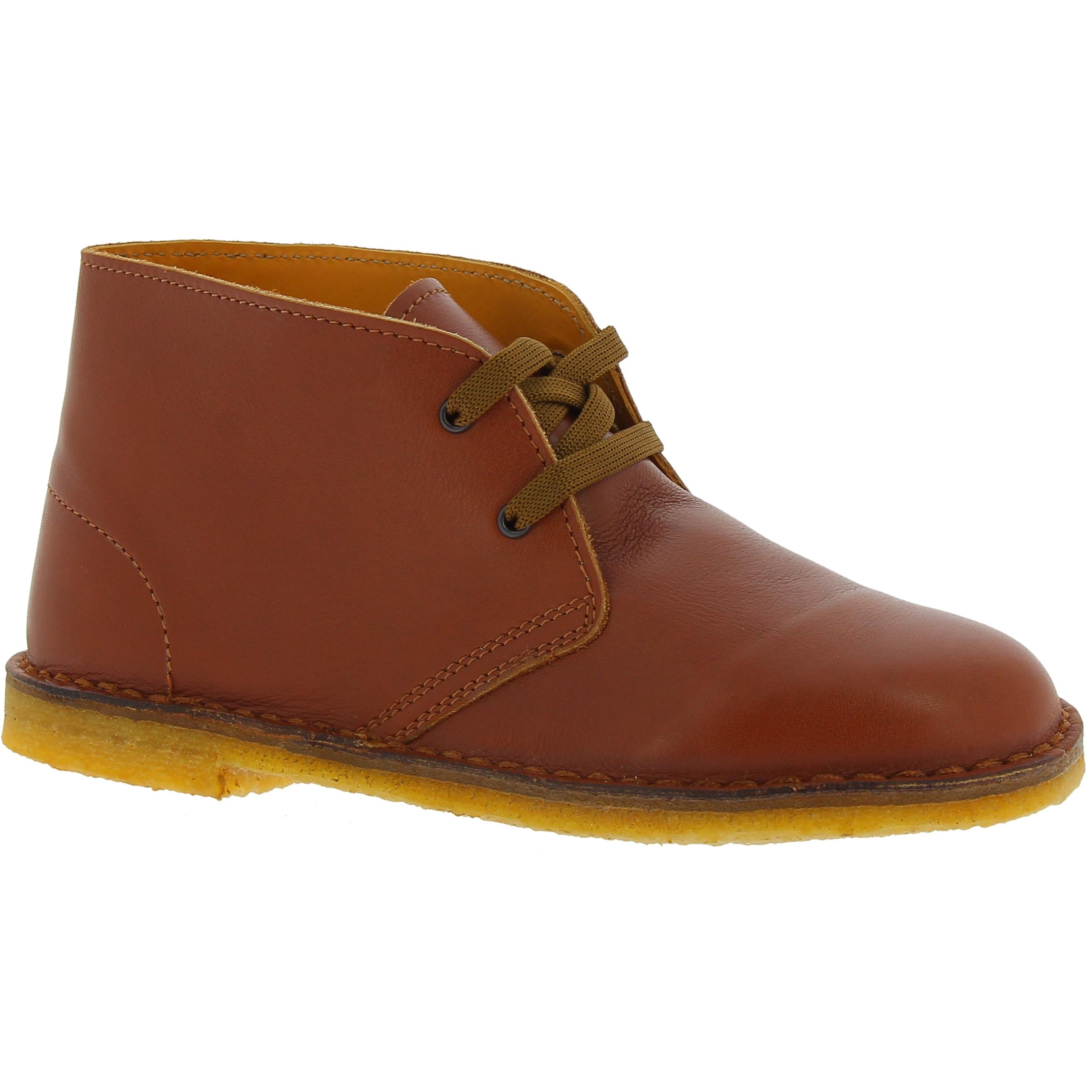 Brown leather child ankle boots handmade in Italy