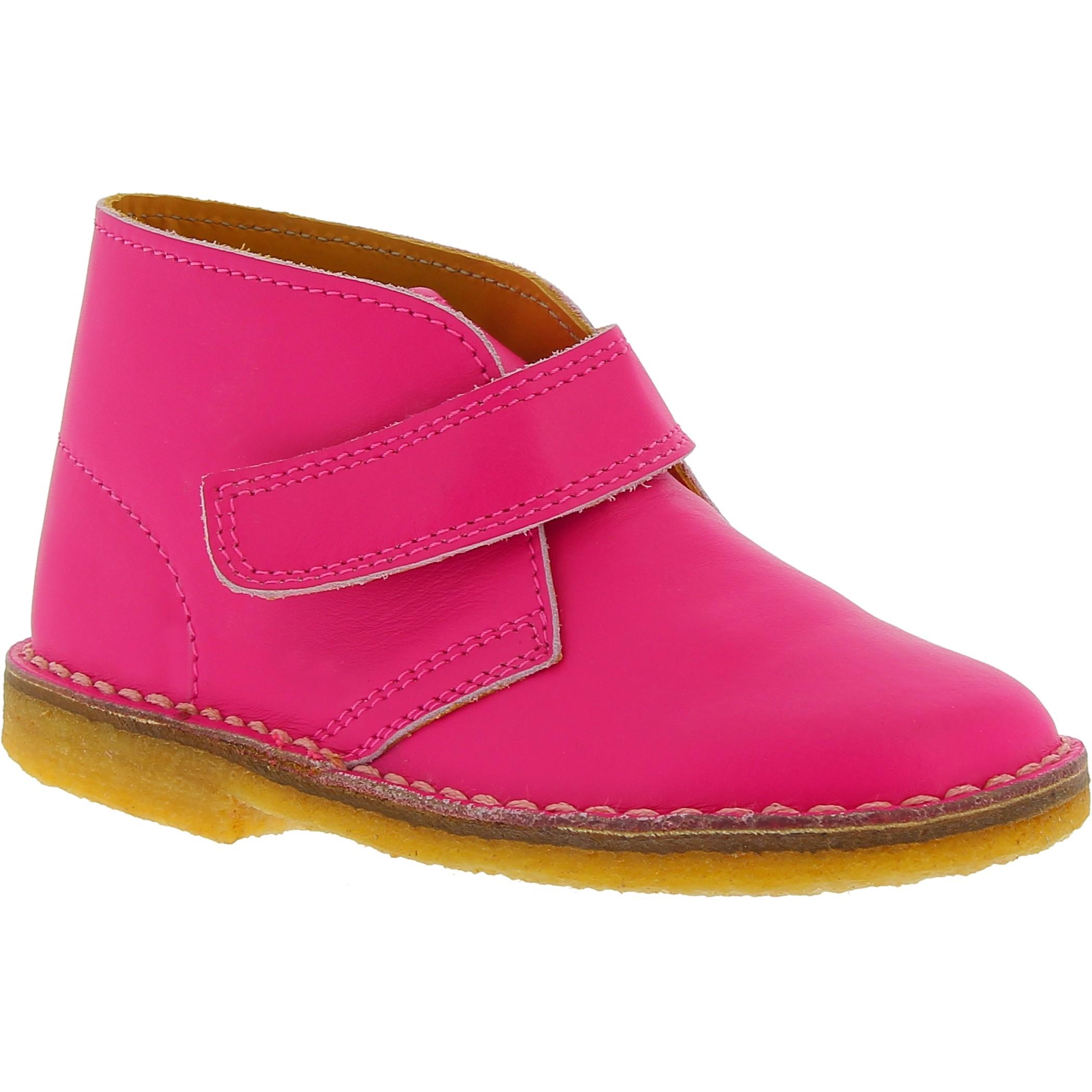 Fuchsia leather chukka boots for kids handmade in Italy