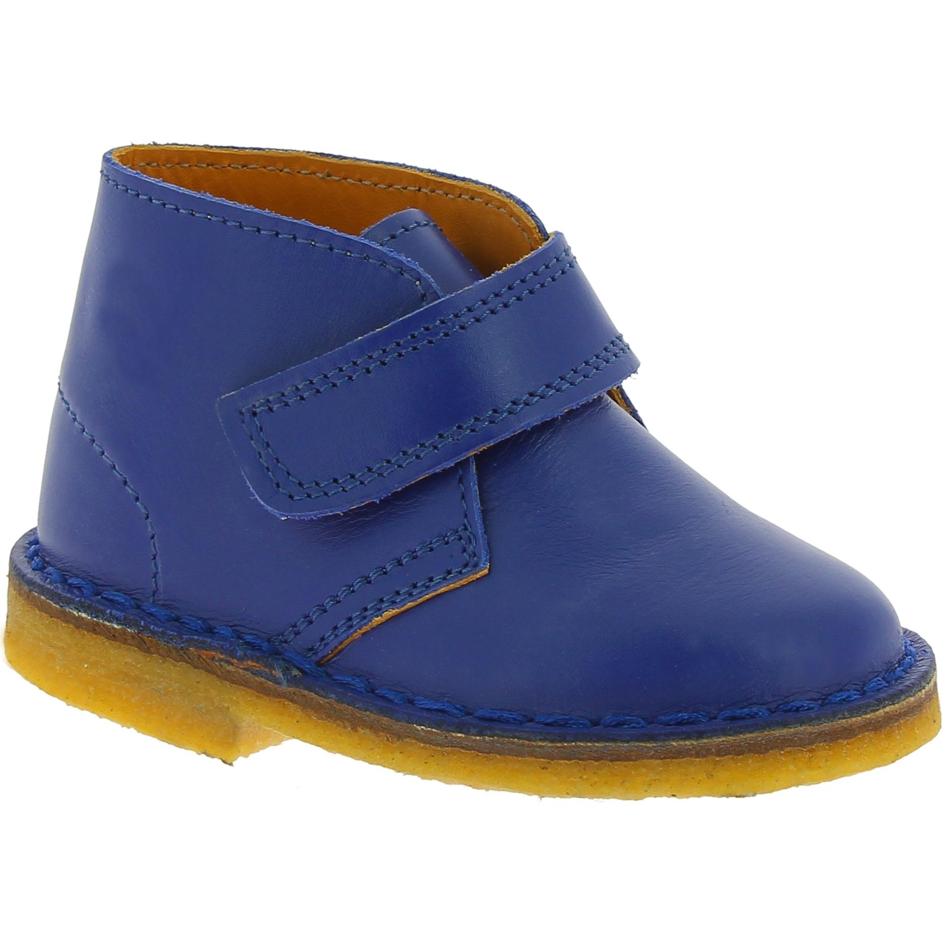 Kinder blau Leder desert boot mit klett handgefertigt in Italien