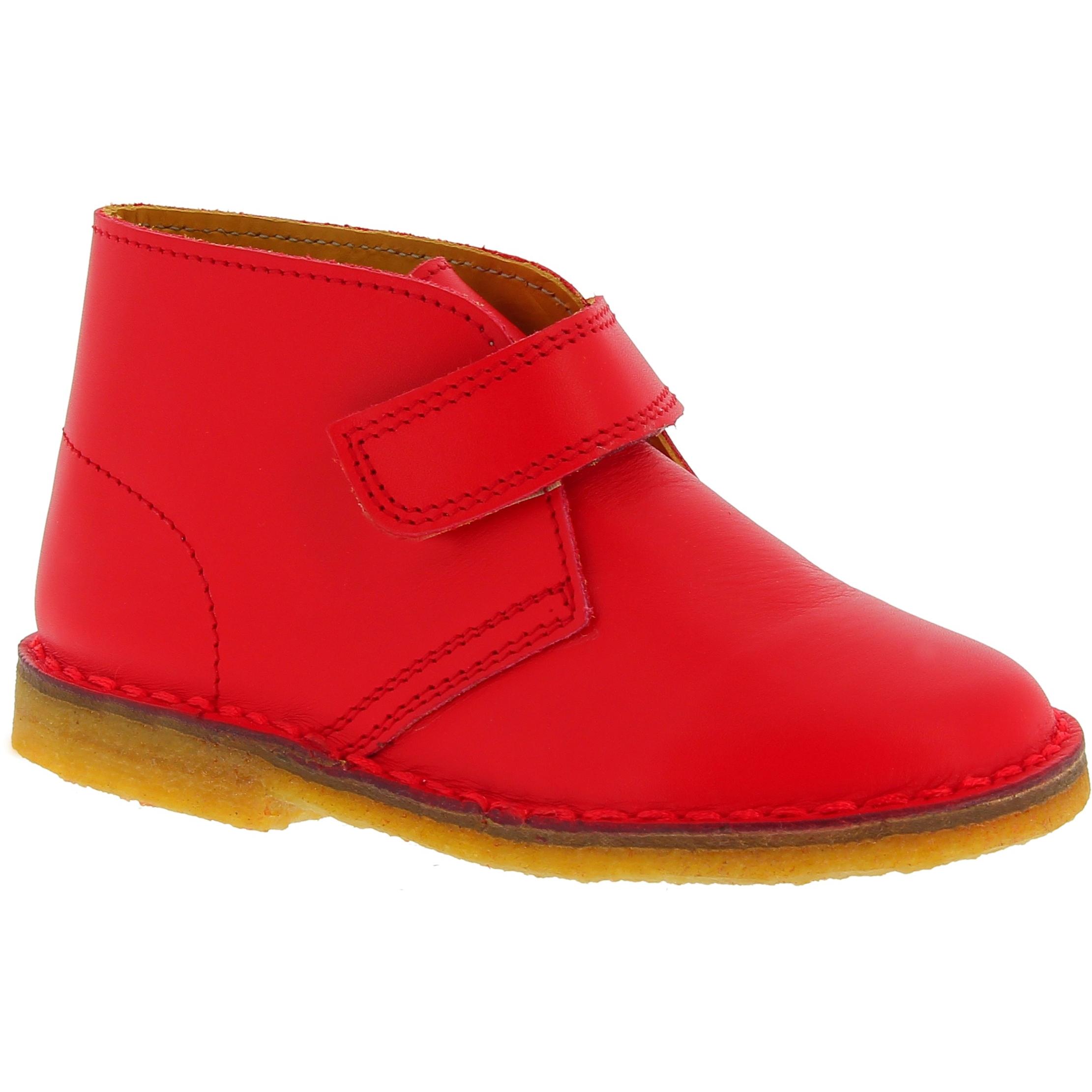 girls and boy's chukka boots in red leather handmade in Italy