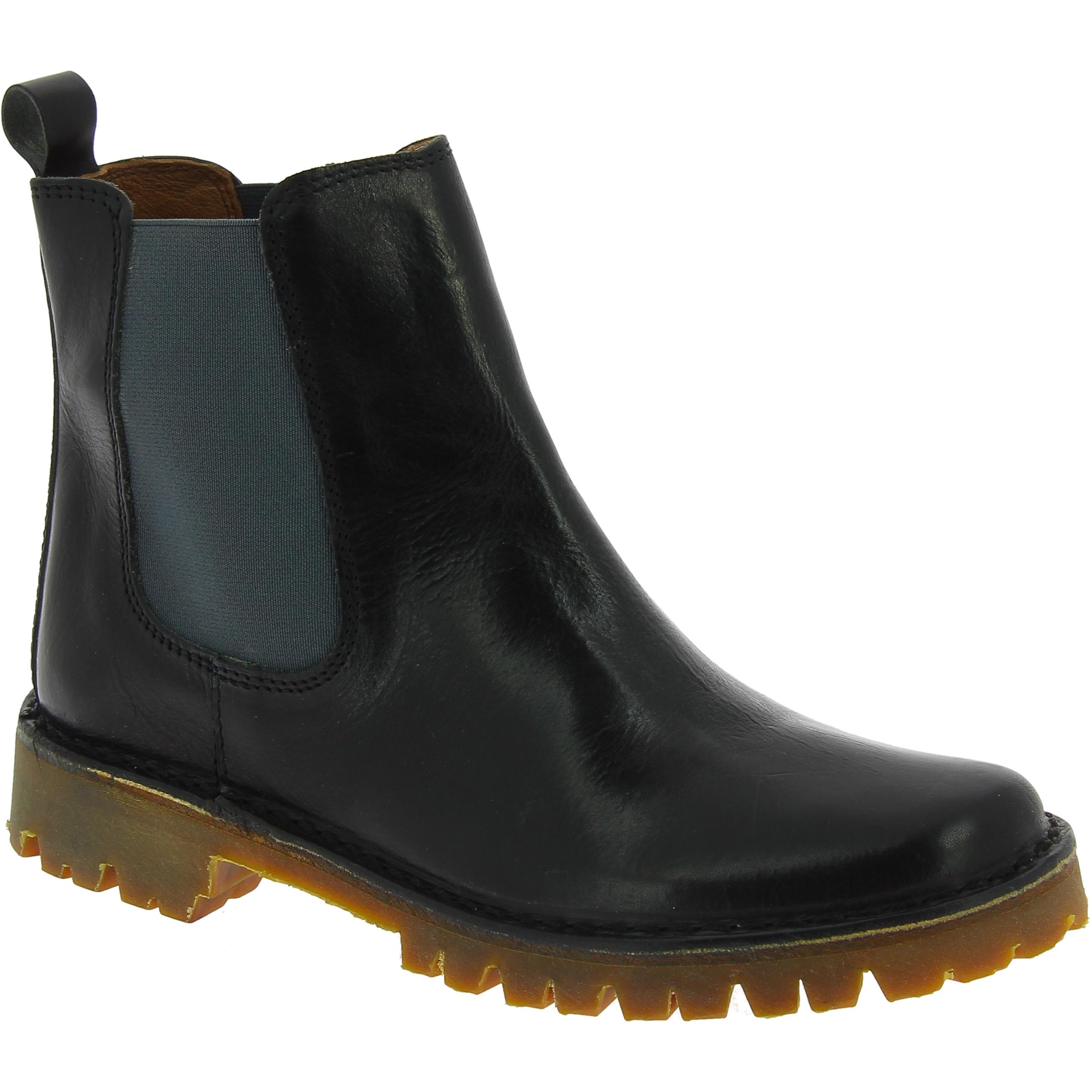 Women black leather chelsea boot with Vibram sole