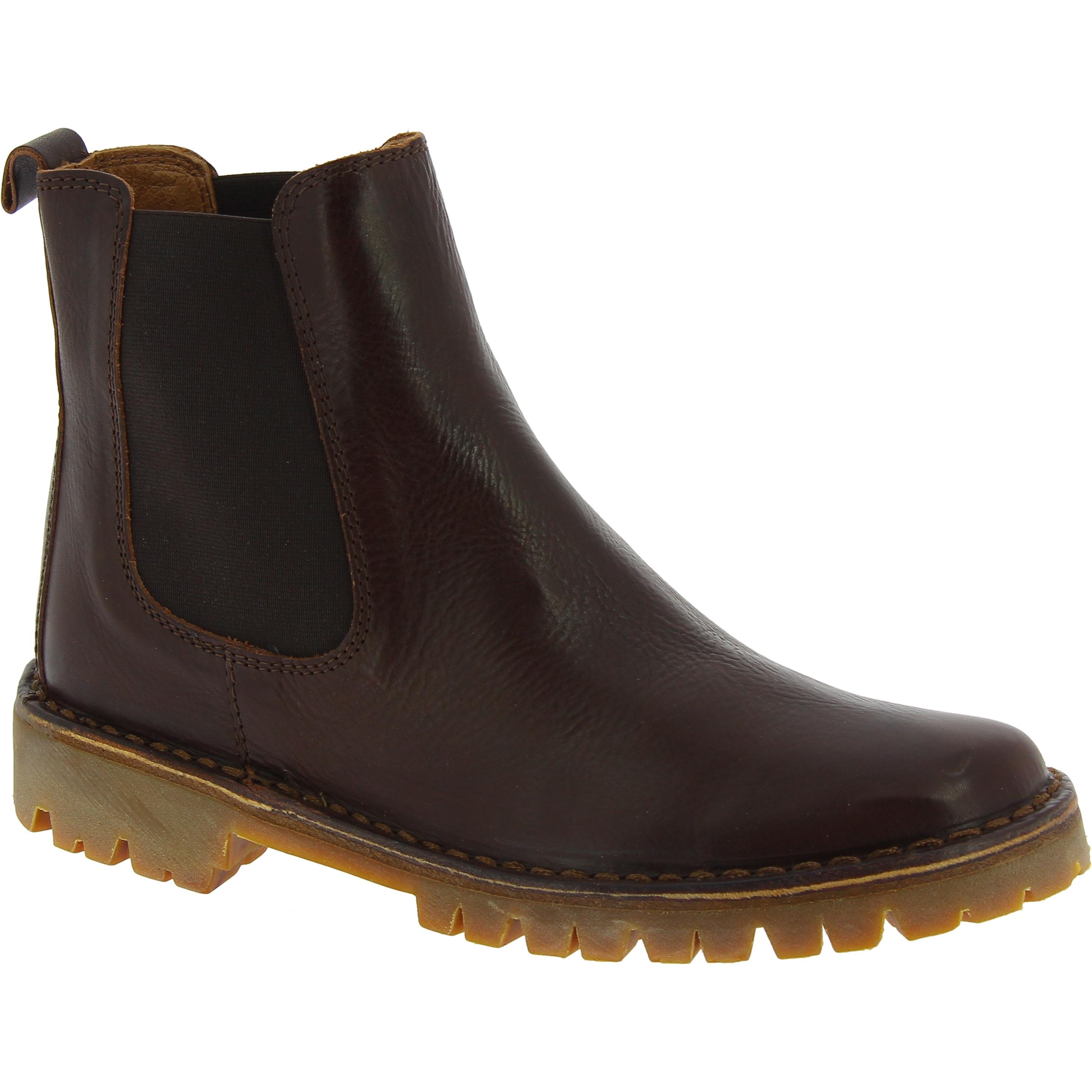 Bottine Beatles femme en cuir marron foncé et semelle Vibram