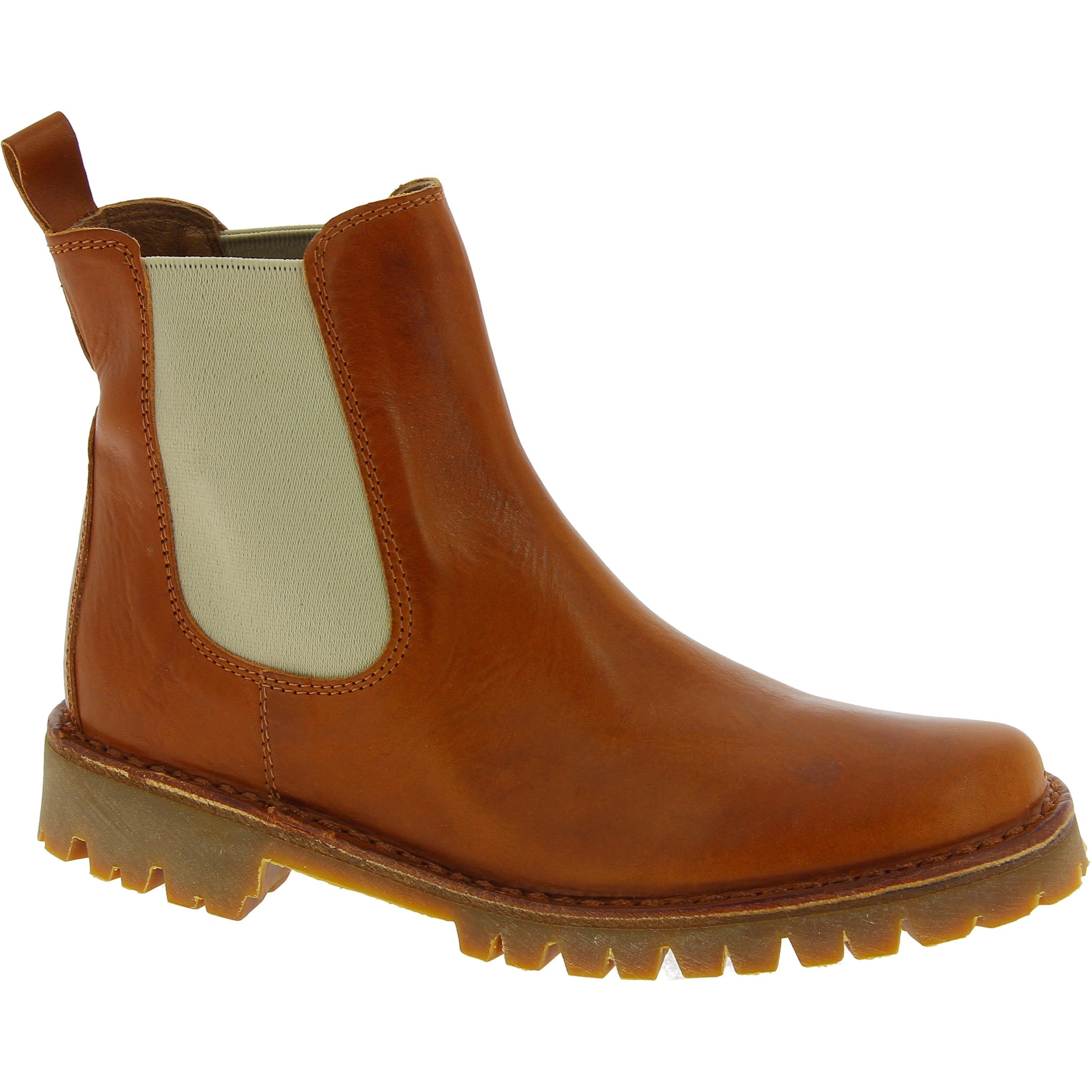 Women's chelsea ankle boot in brown leather and Vibram sole