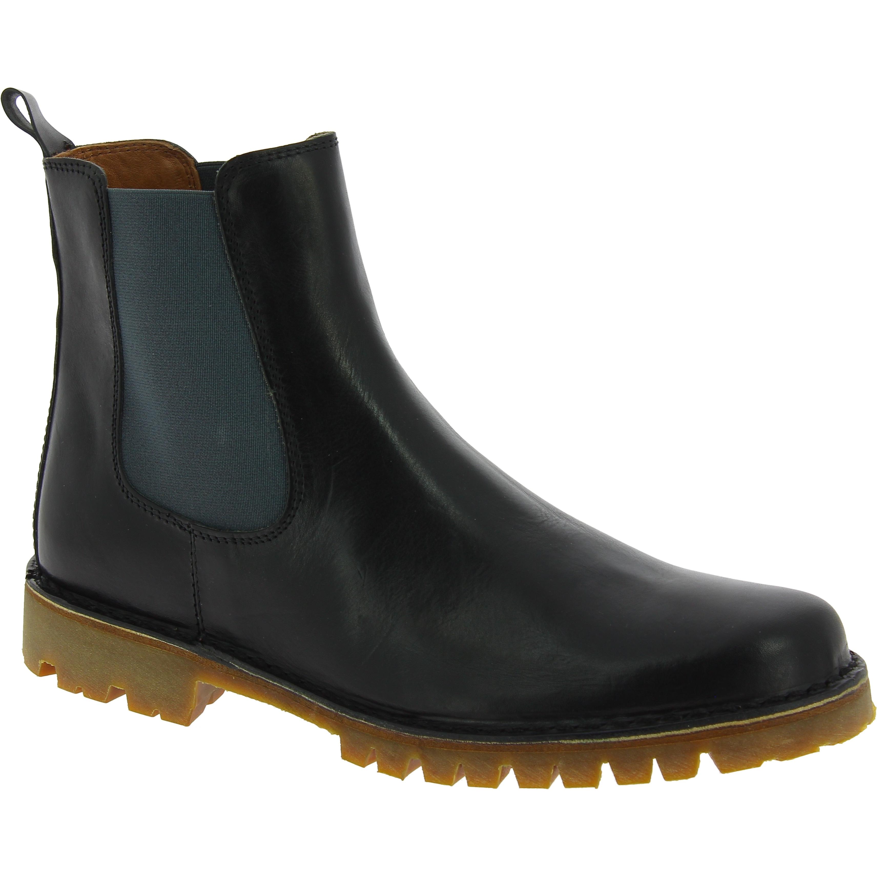 Men's chelsea ankle boot in black leather and Vibram sole