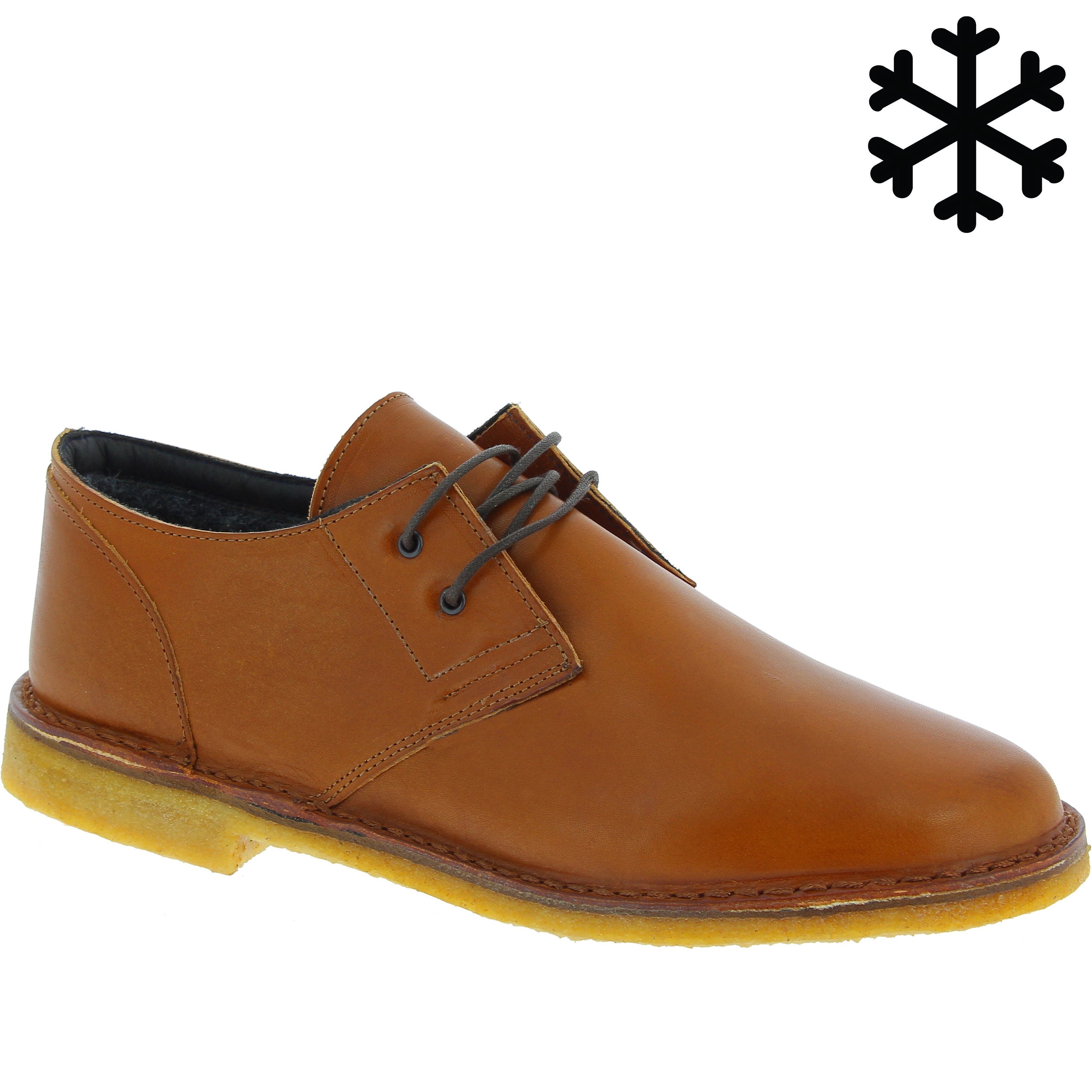 Niedrige Lederschuhe Mann hellbraune mit Winterfutter