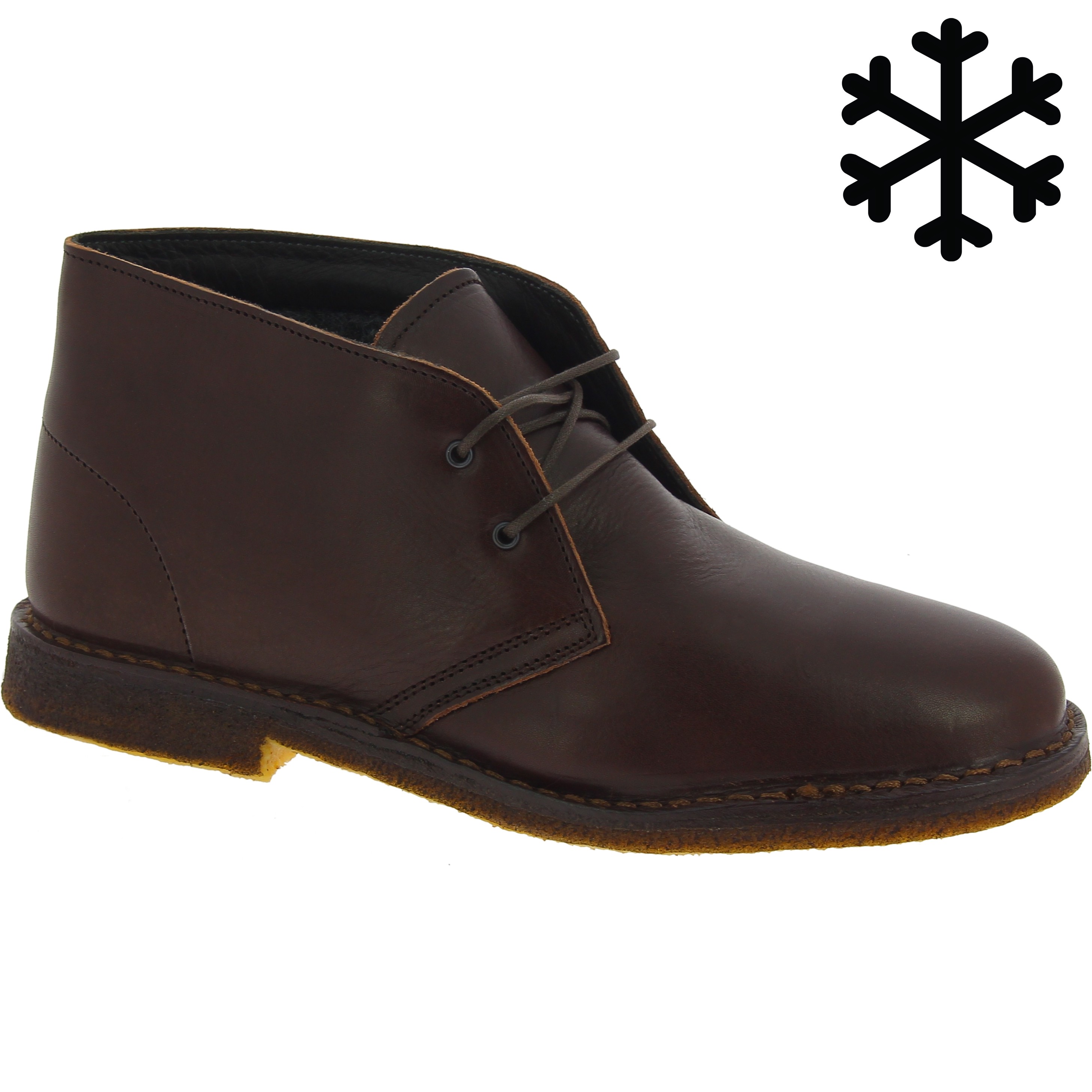 Desert boots homme en cuir marron foncé avec doublure d'hiver