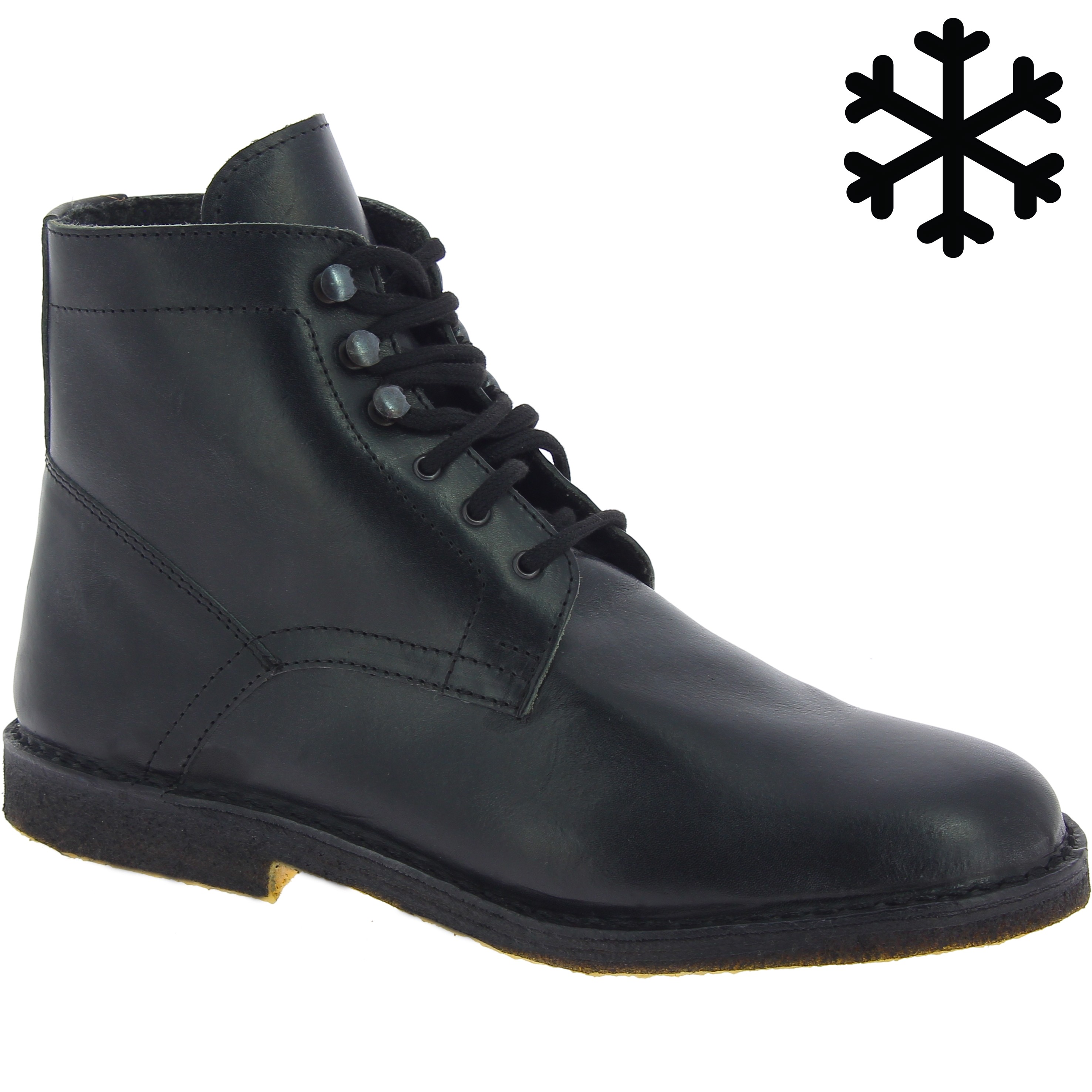 Men's black leather ankle boots with winter lining