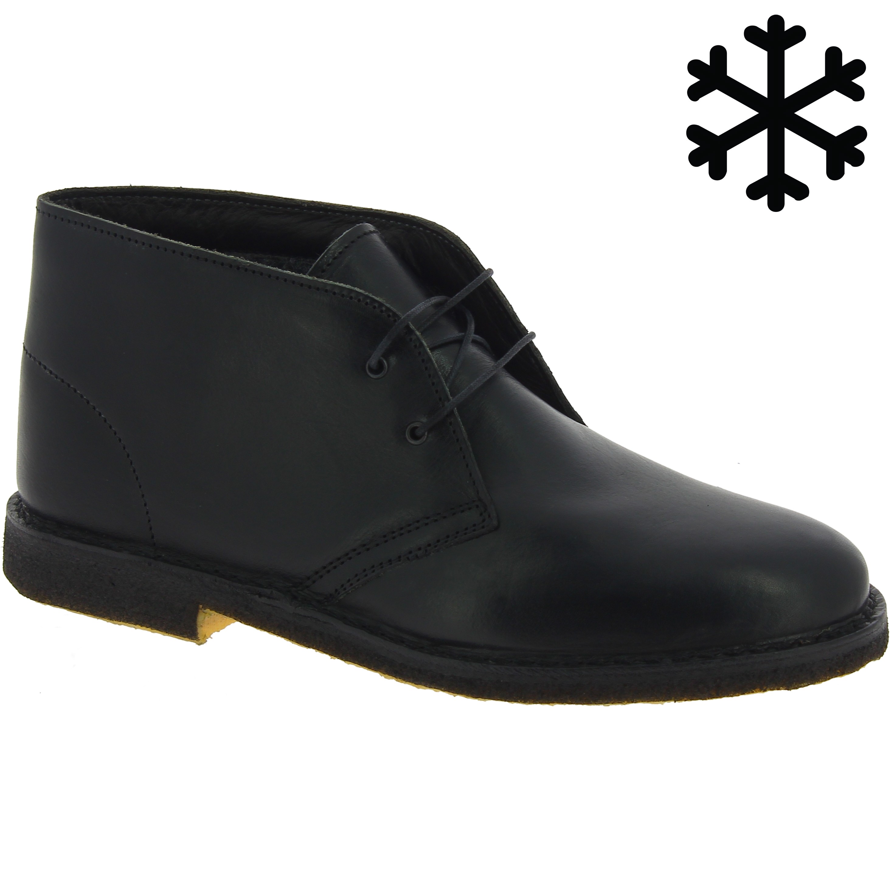 Botas desierto para hombre de cuero negro con forro de invierno