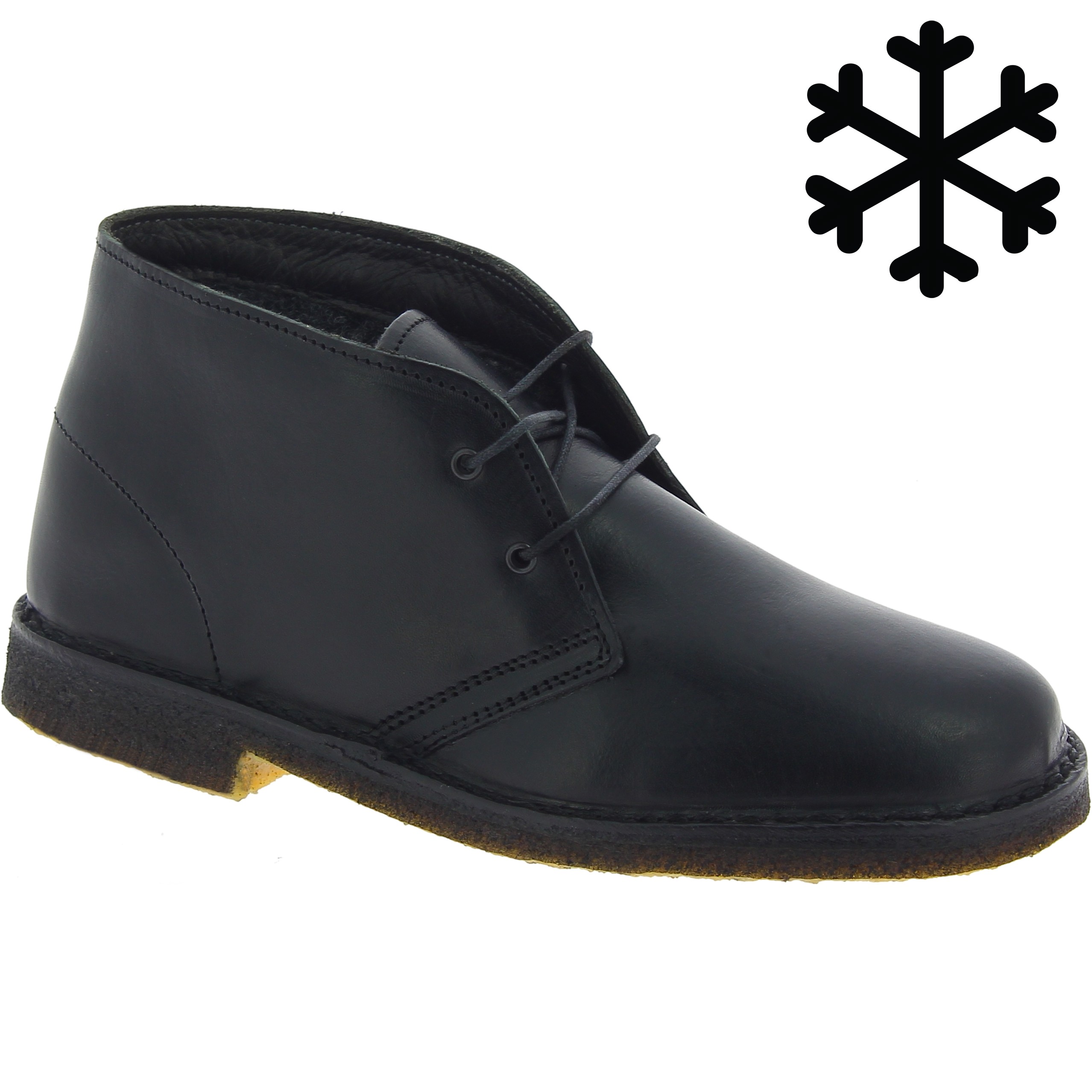 Desert boots femme en cuir noir avec doublure d'hiver