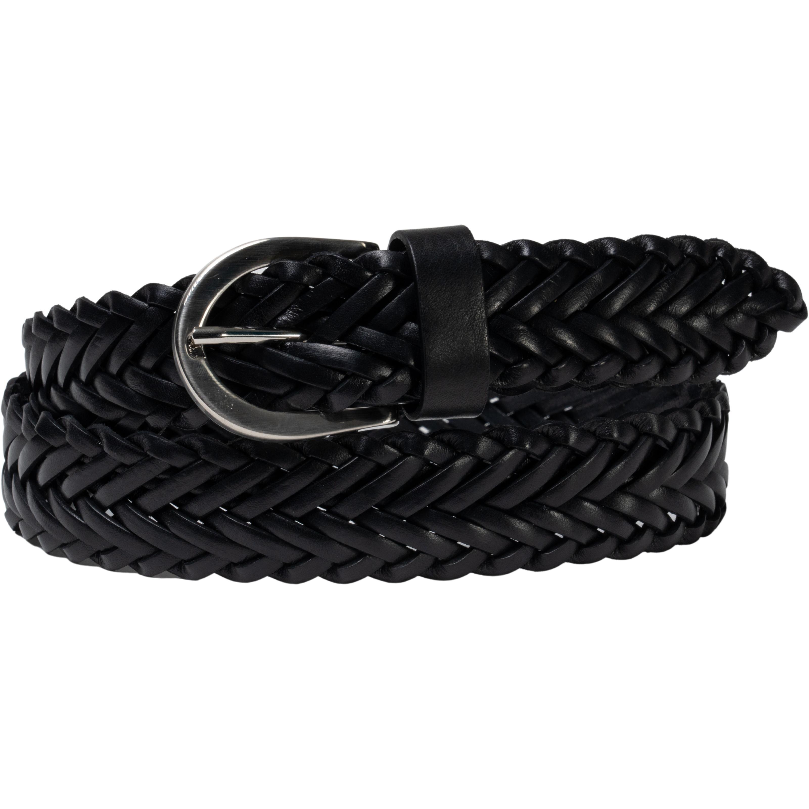 Handmade braided belt in black vegetable tanned leather