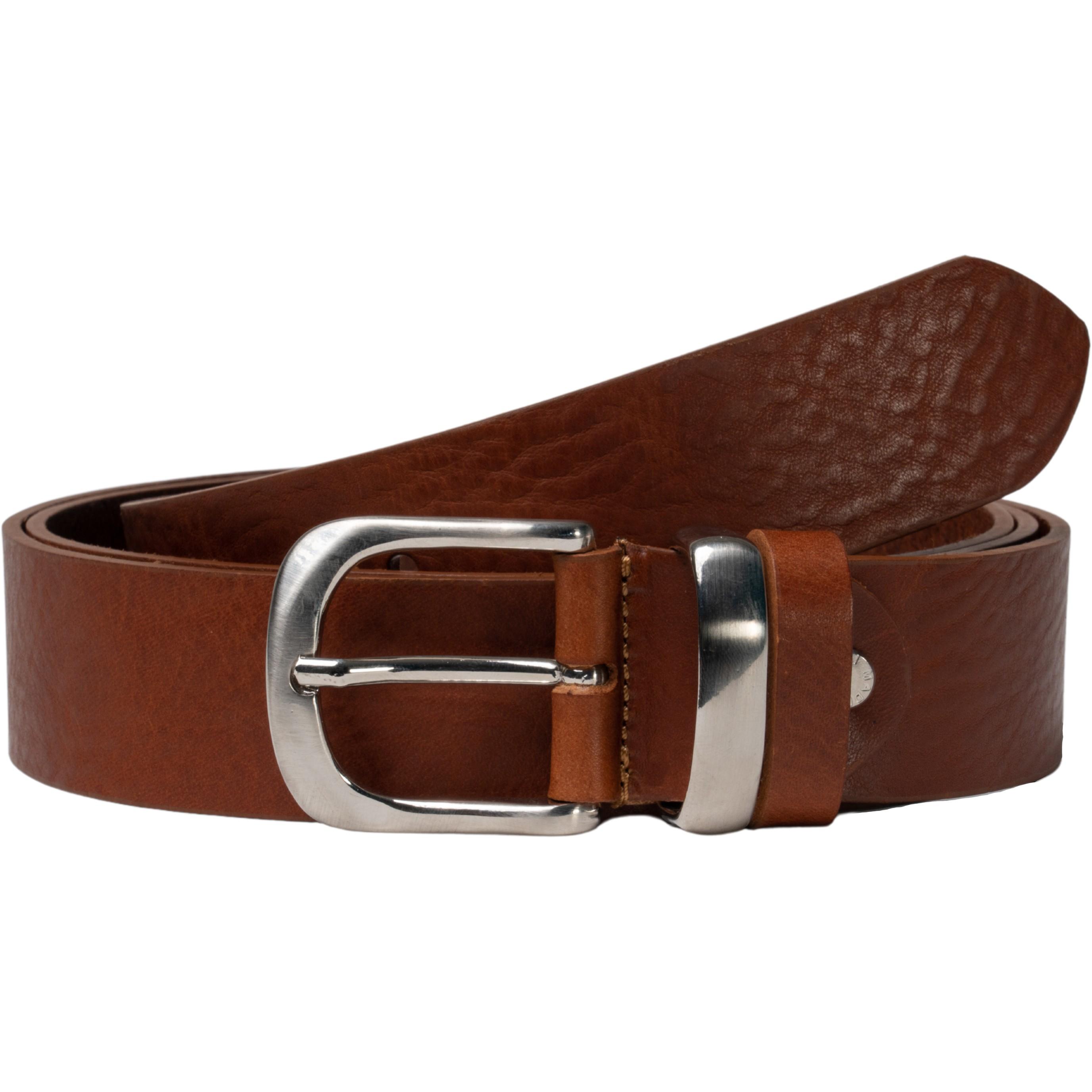 Ceinture en cuir pleine fleur marron avec boucle en métal