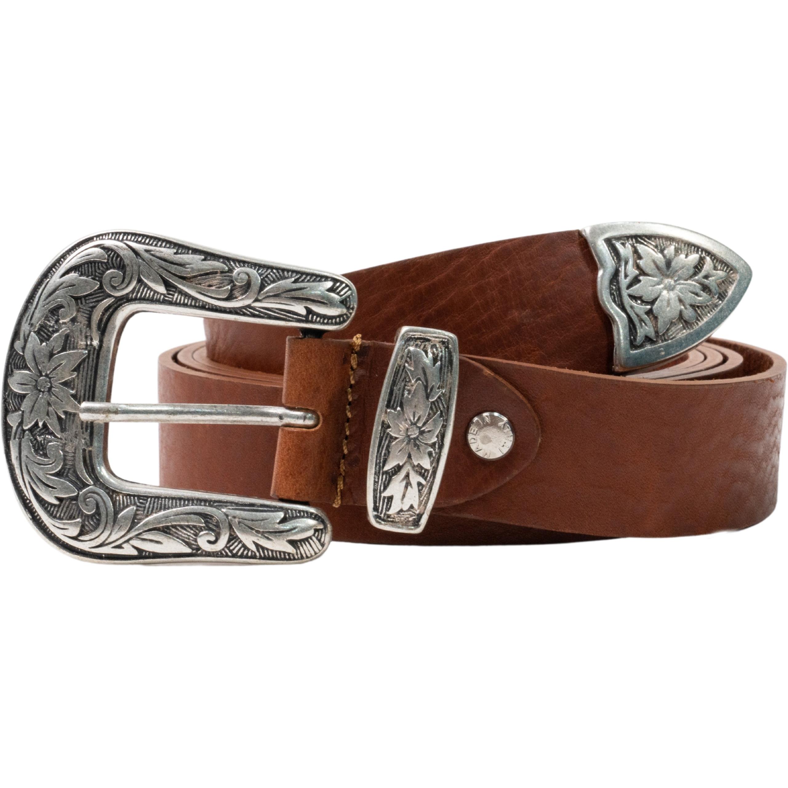 Ceinture western en cuir pour femme avec boucle gravé