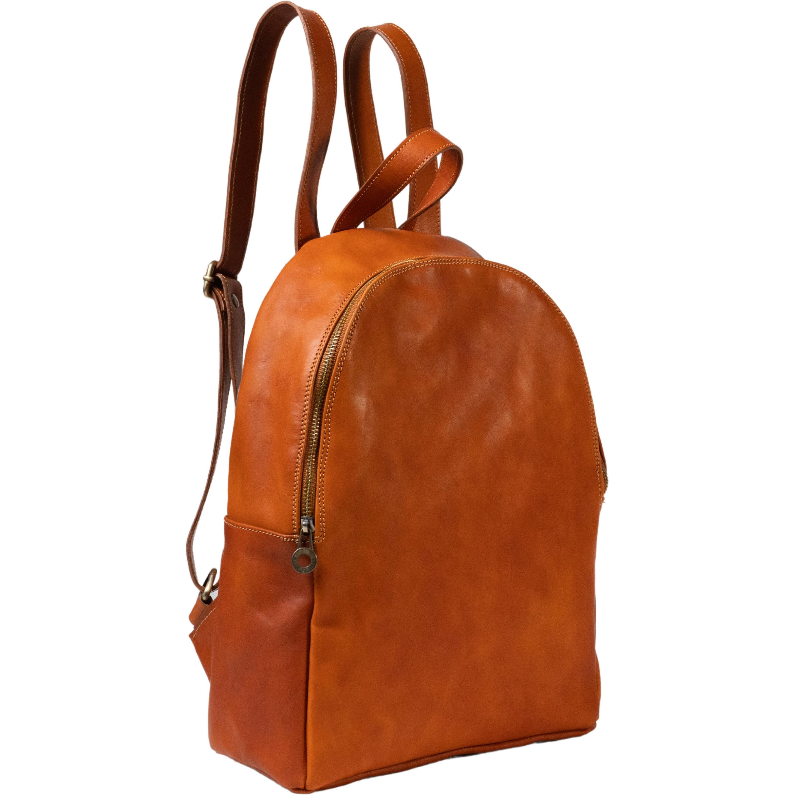 Men's backpack in natural-colored vegetable-tanned leather