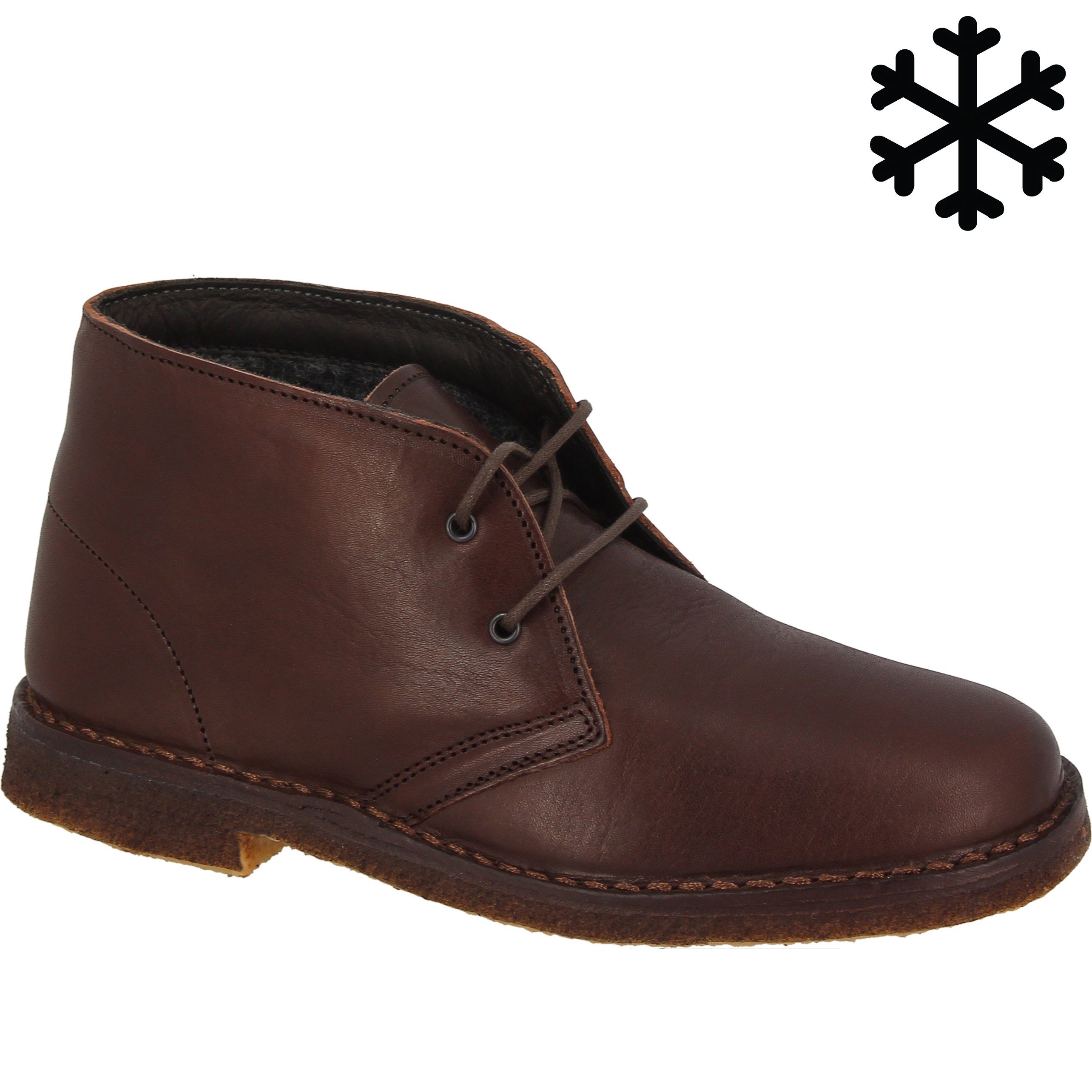 Desert boots femme en cuir marron foncé avec doublure d'hiver