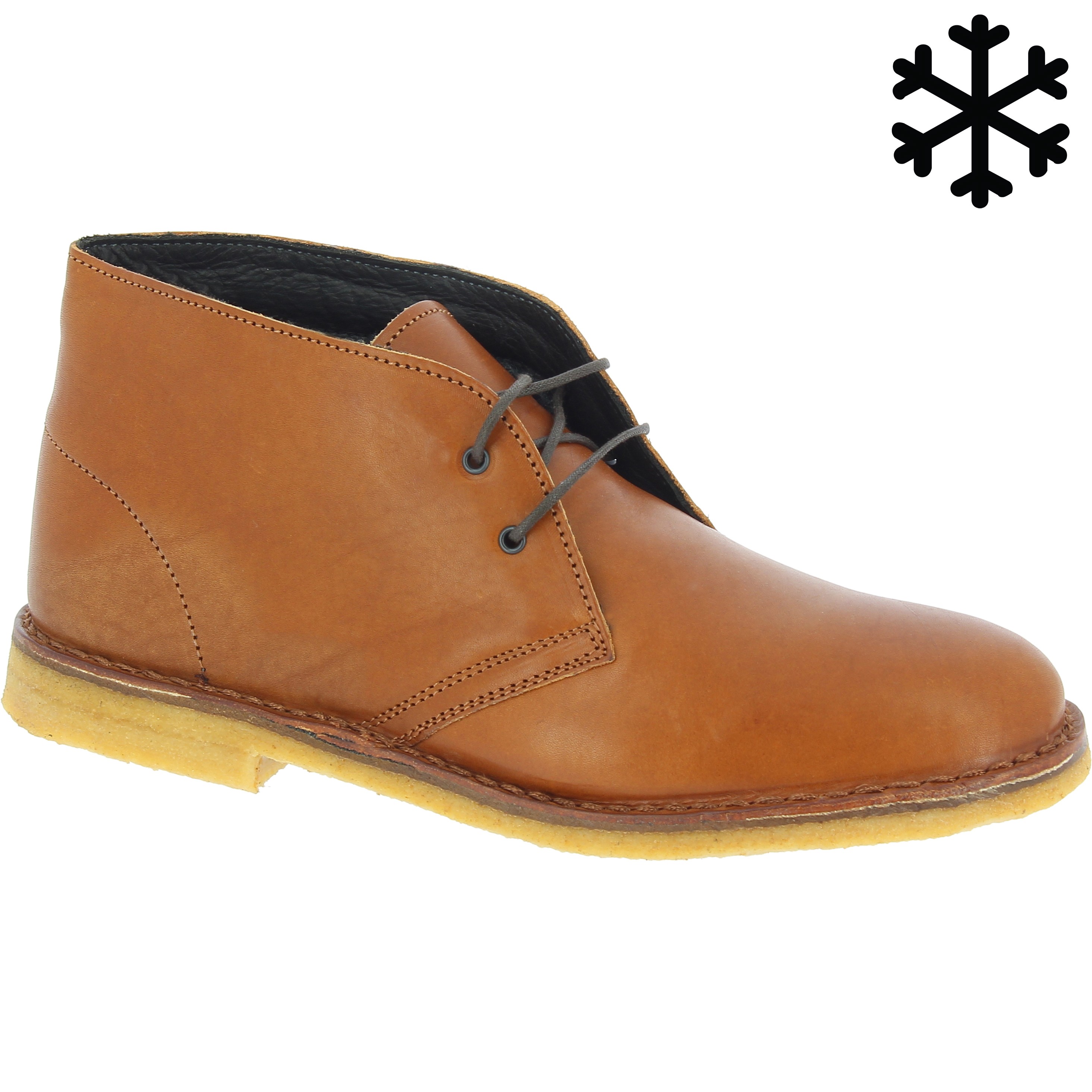 Botas desierto para hombre de cuero marrón con forro de invierno