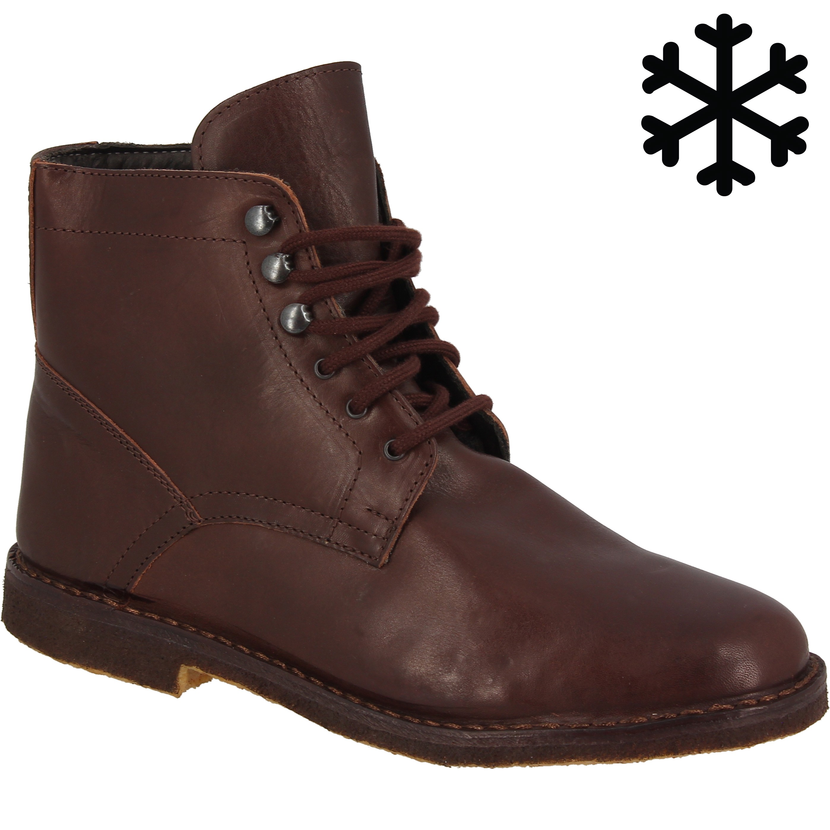 Bottines homme en cuir marron foncé artisanales avec doublure d'hiver