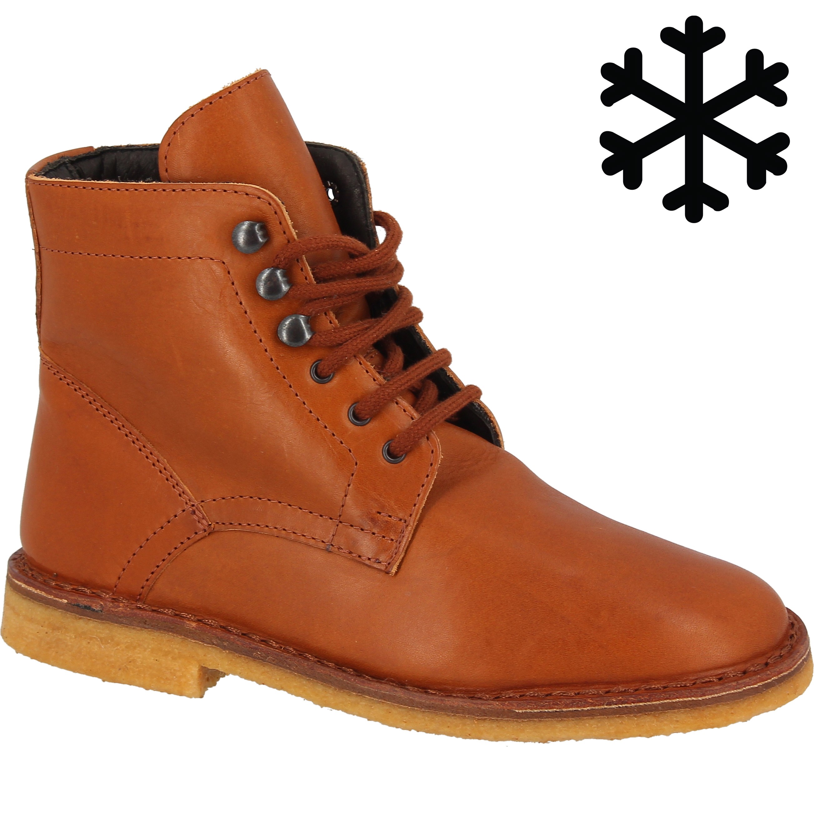 Men's tan leather ankle boots with winter lining