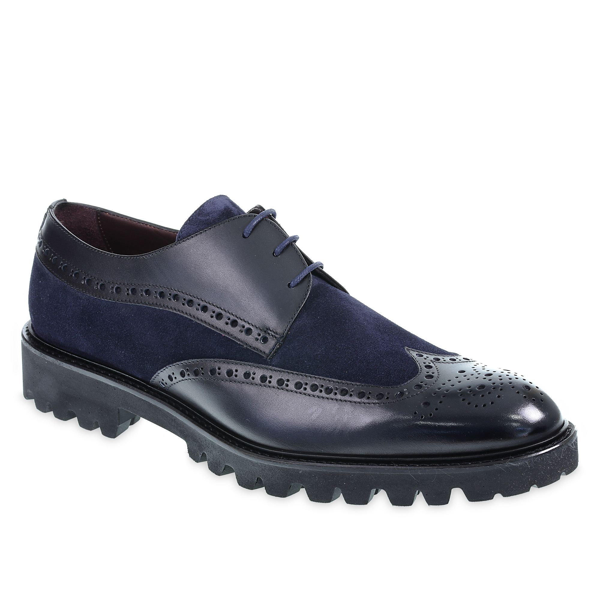 Derbies bout golf en veau bleu nuit - Fratelli Borgioli - Artisanat italien