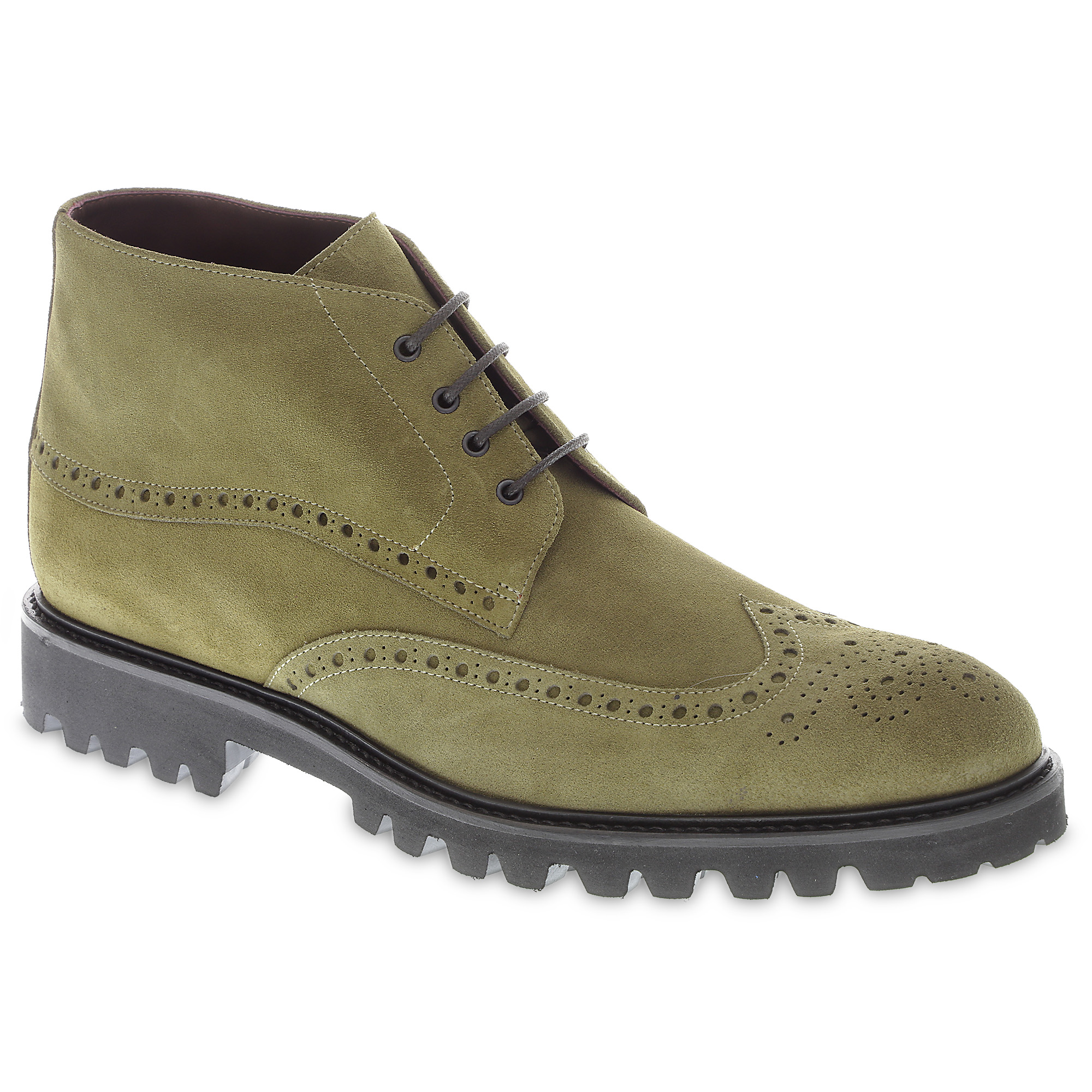 Brogue boot in clay-colored suede - Fratelli Borgioli - Italian craftsmanship