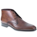 Polished Brown Leather Ankle Boot Handcrafted Made in Italy - Fratelli Borgioli